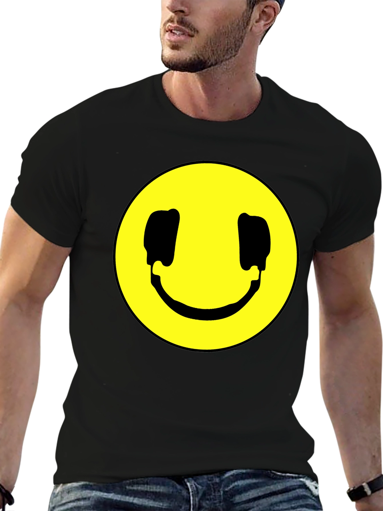 Smiley Face Graphic Black T-Shirt