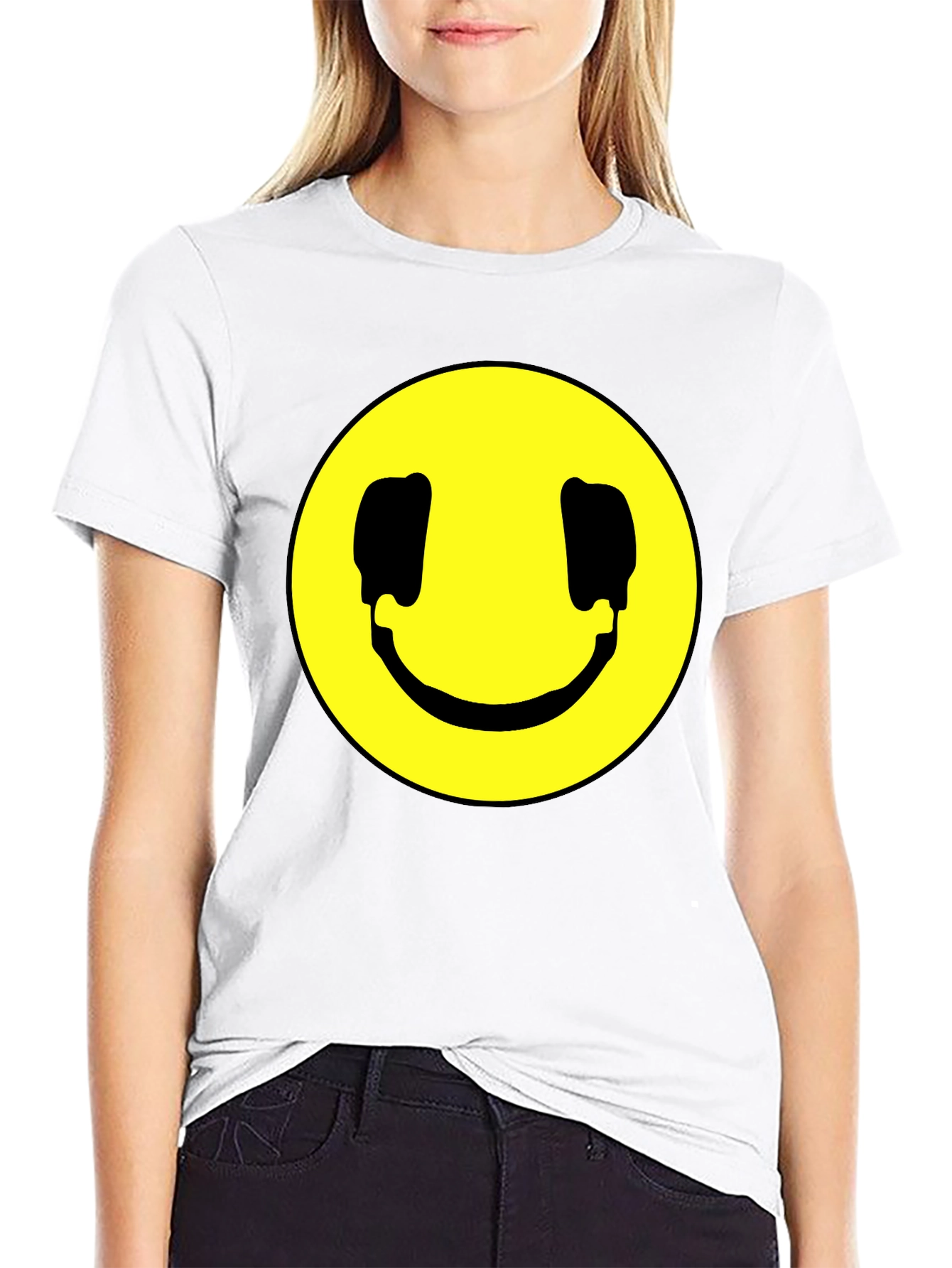 Smiley Face Graphic Black T-Shirt