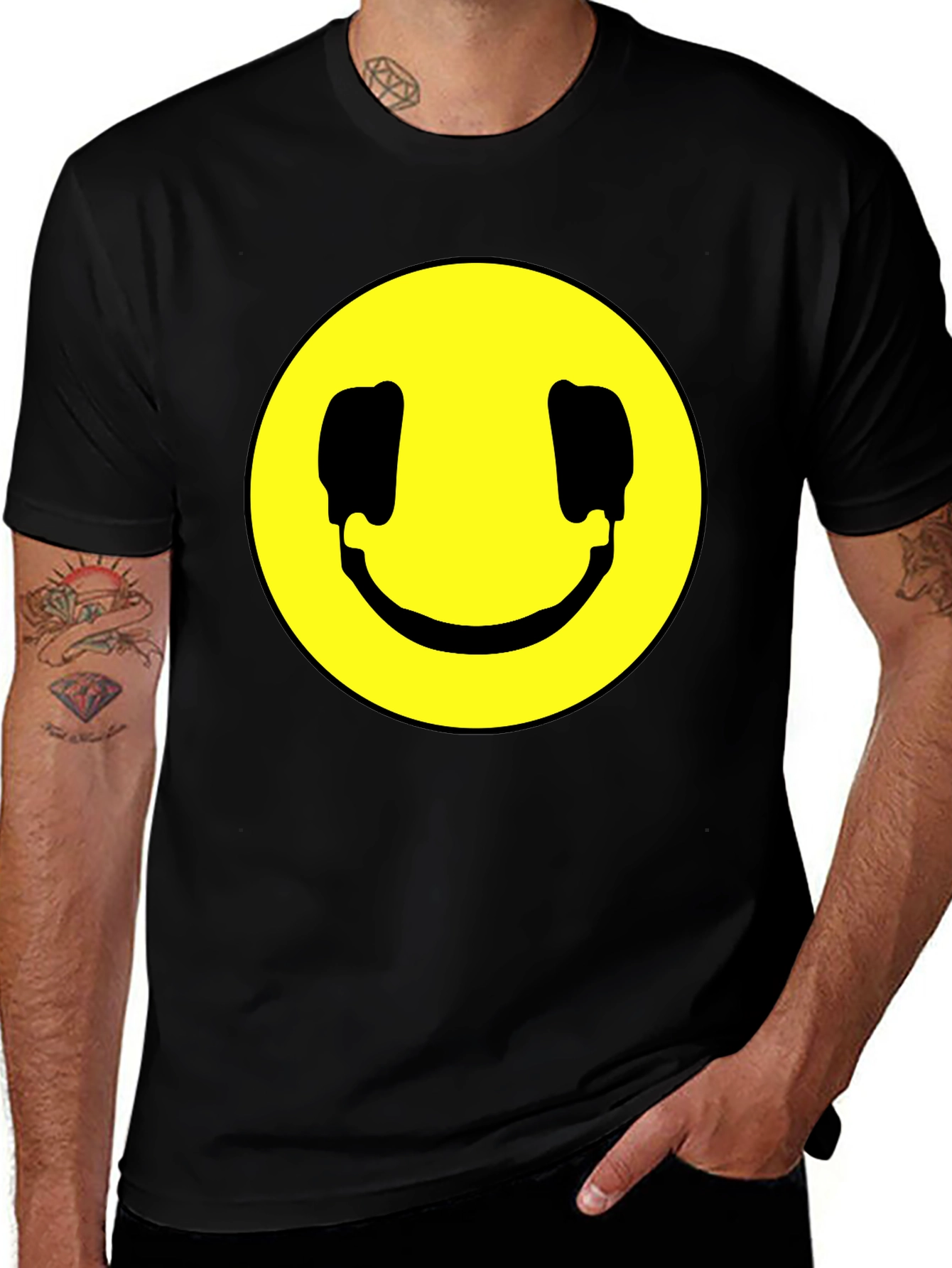 Smiley Face Graphic Black T-Shirt