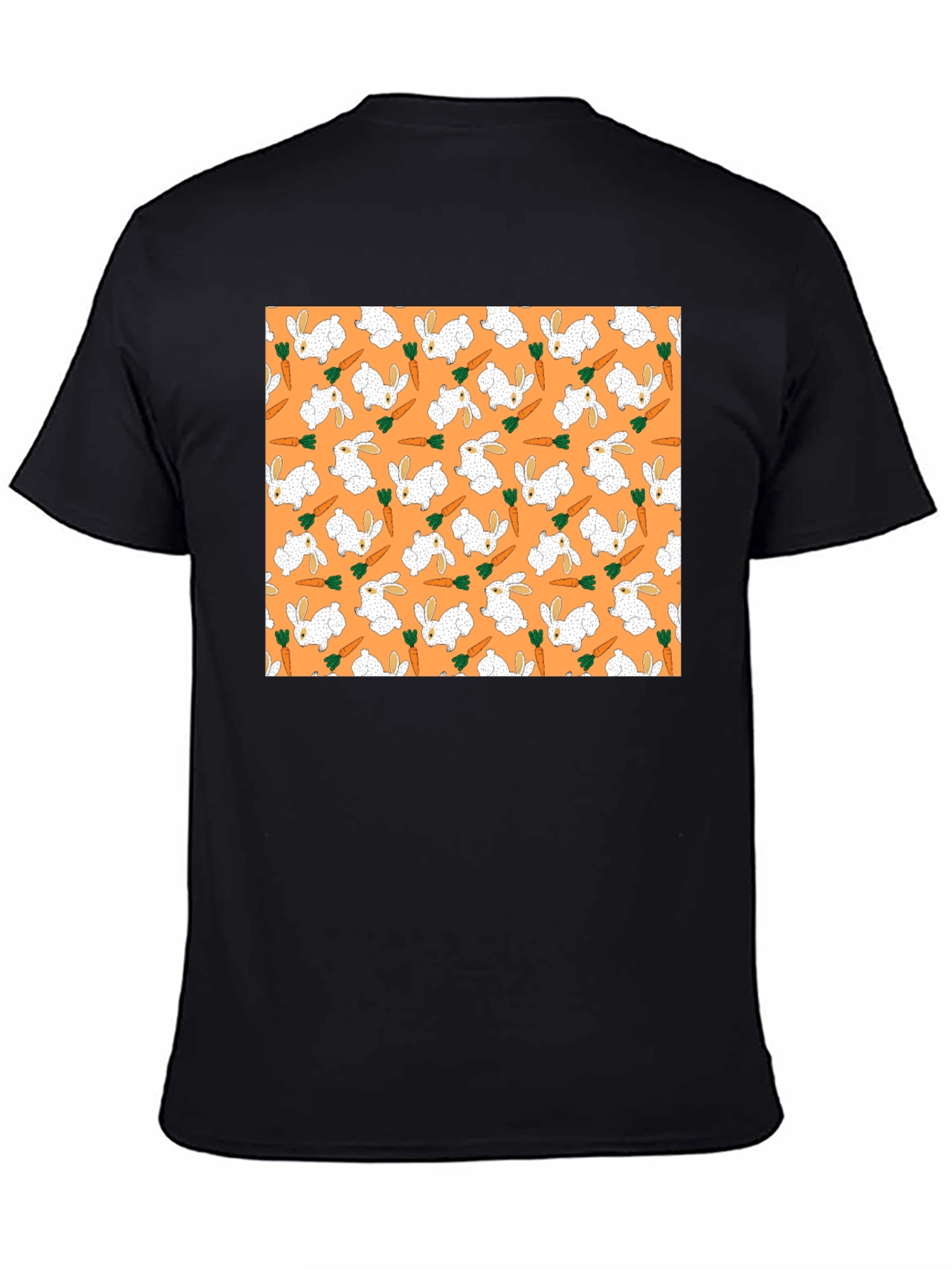 Rabbit & Carrot Patterned Black T-Shirt