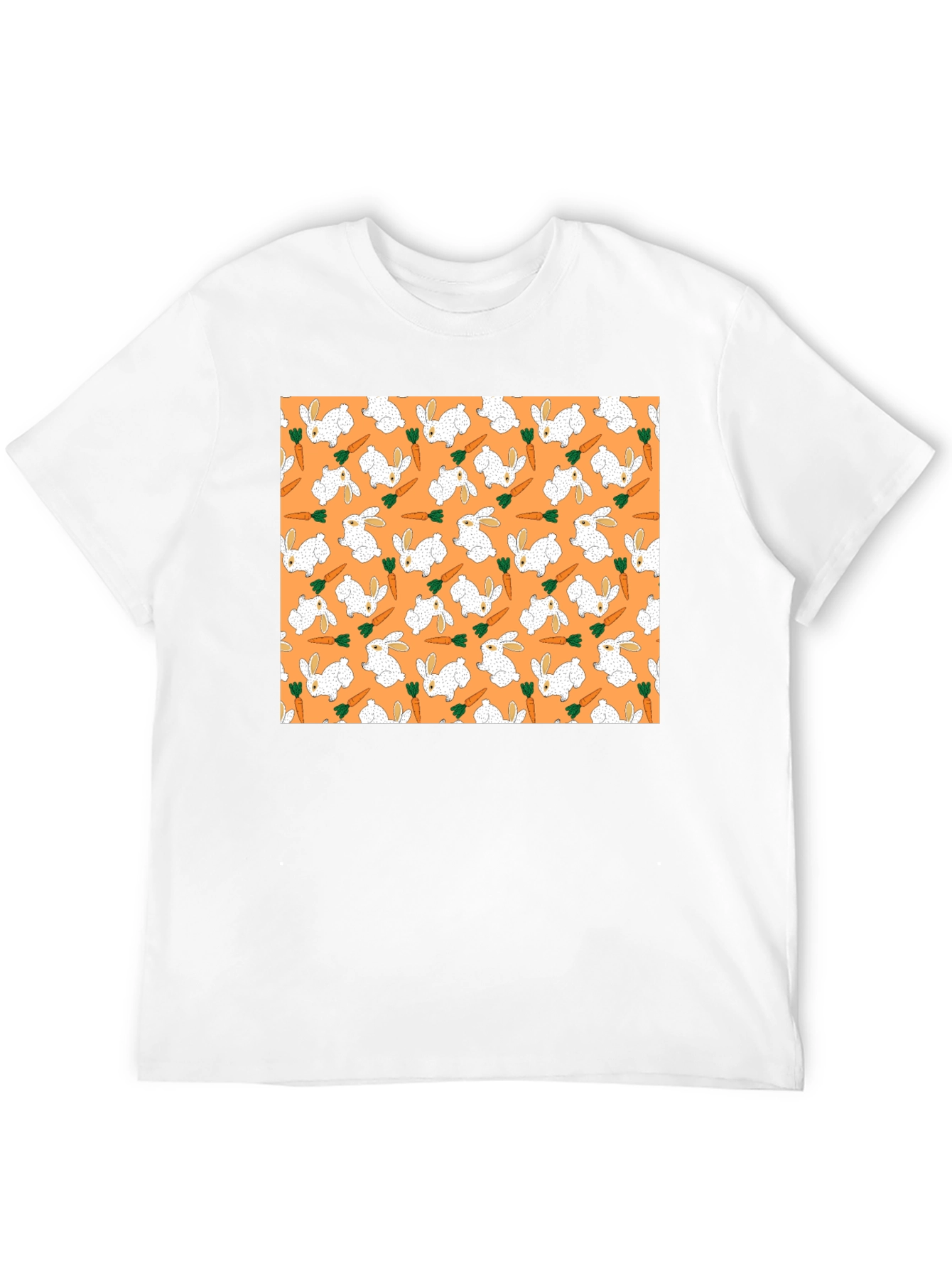 Rabbit & Carrot Patterned Black T-Shirt