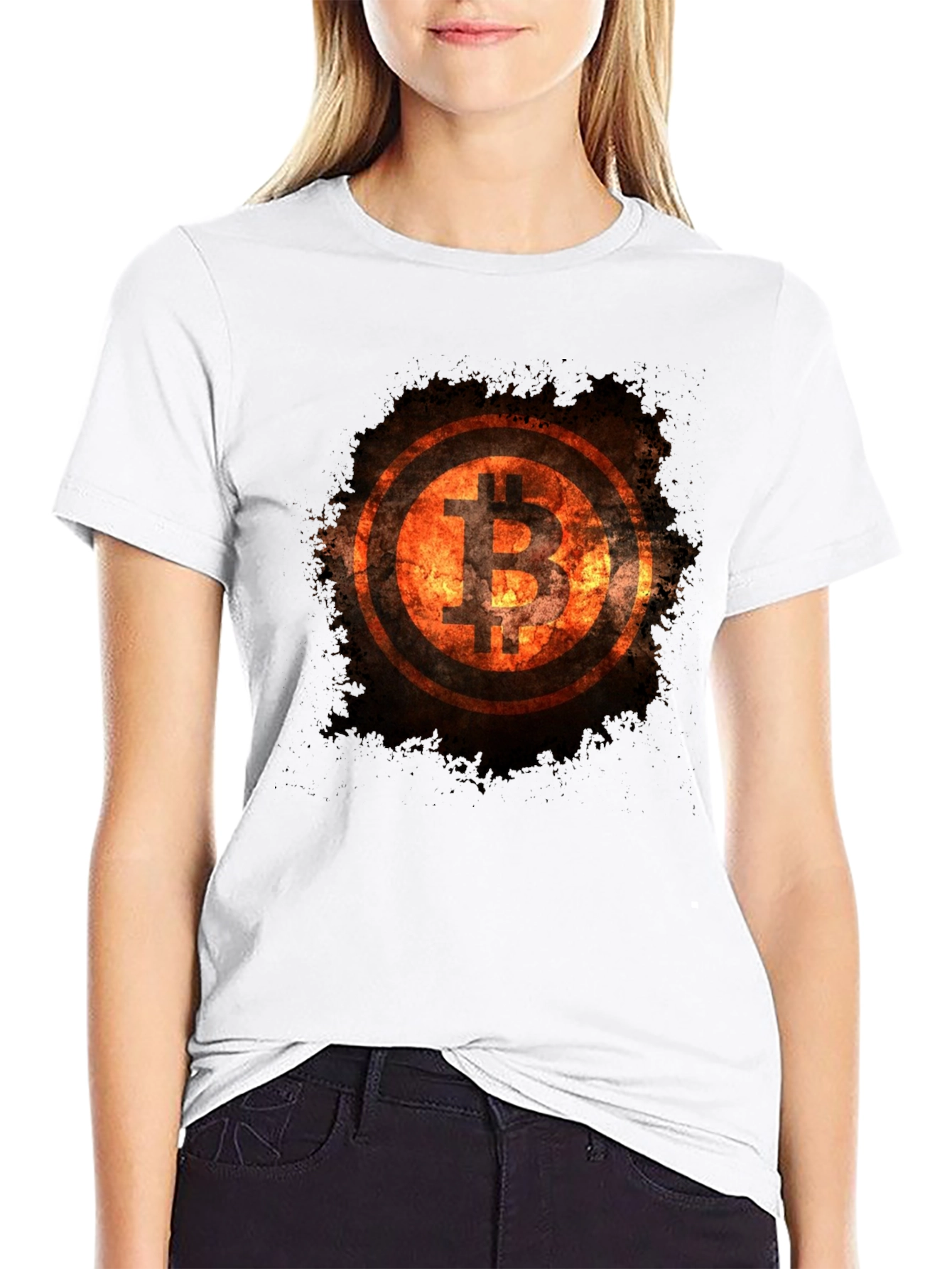 Bitcoin Flame Graphic Black T-Shirt