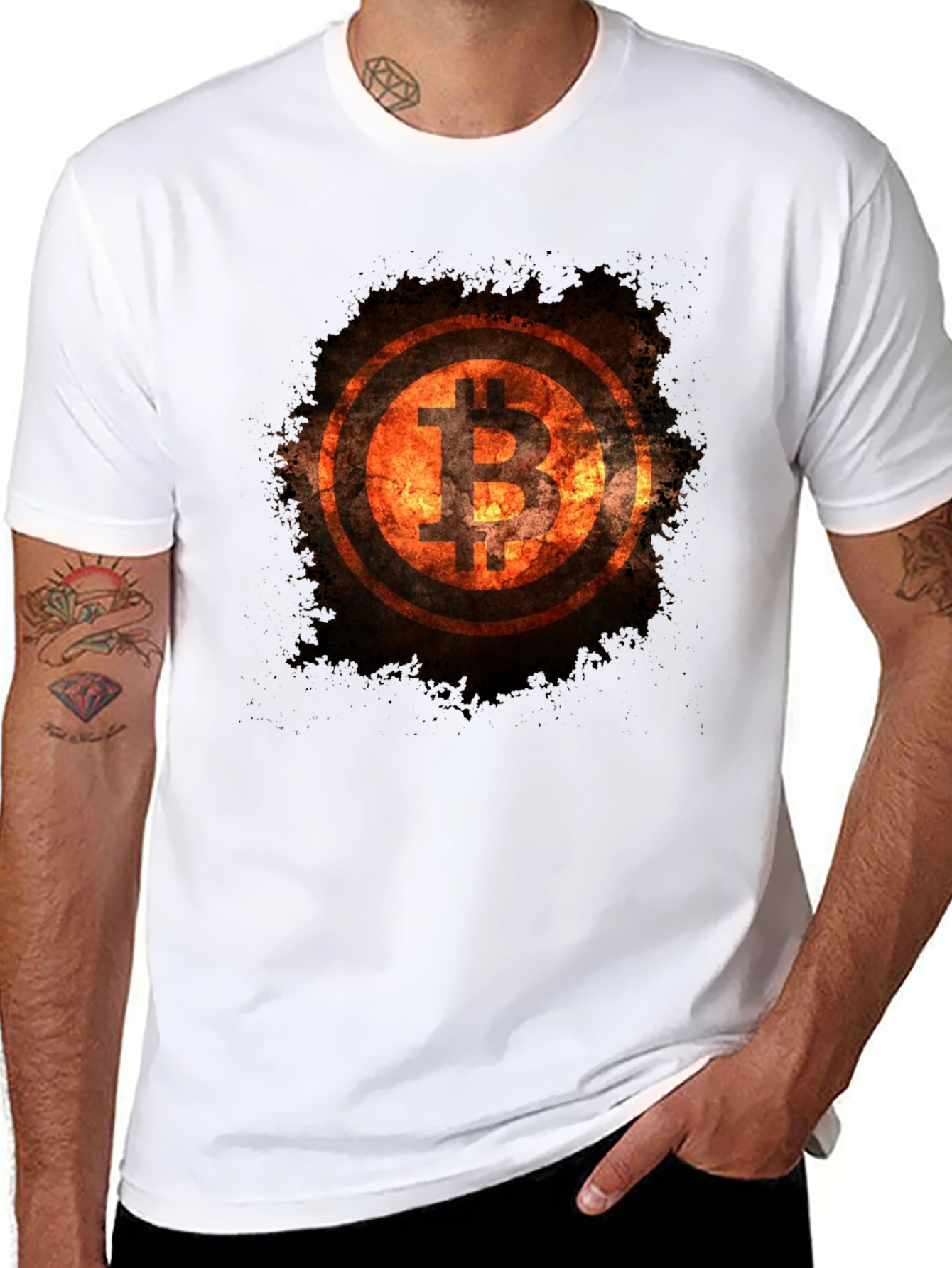 Bitcoin Flame Graphic Black T-Shirt