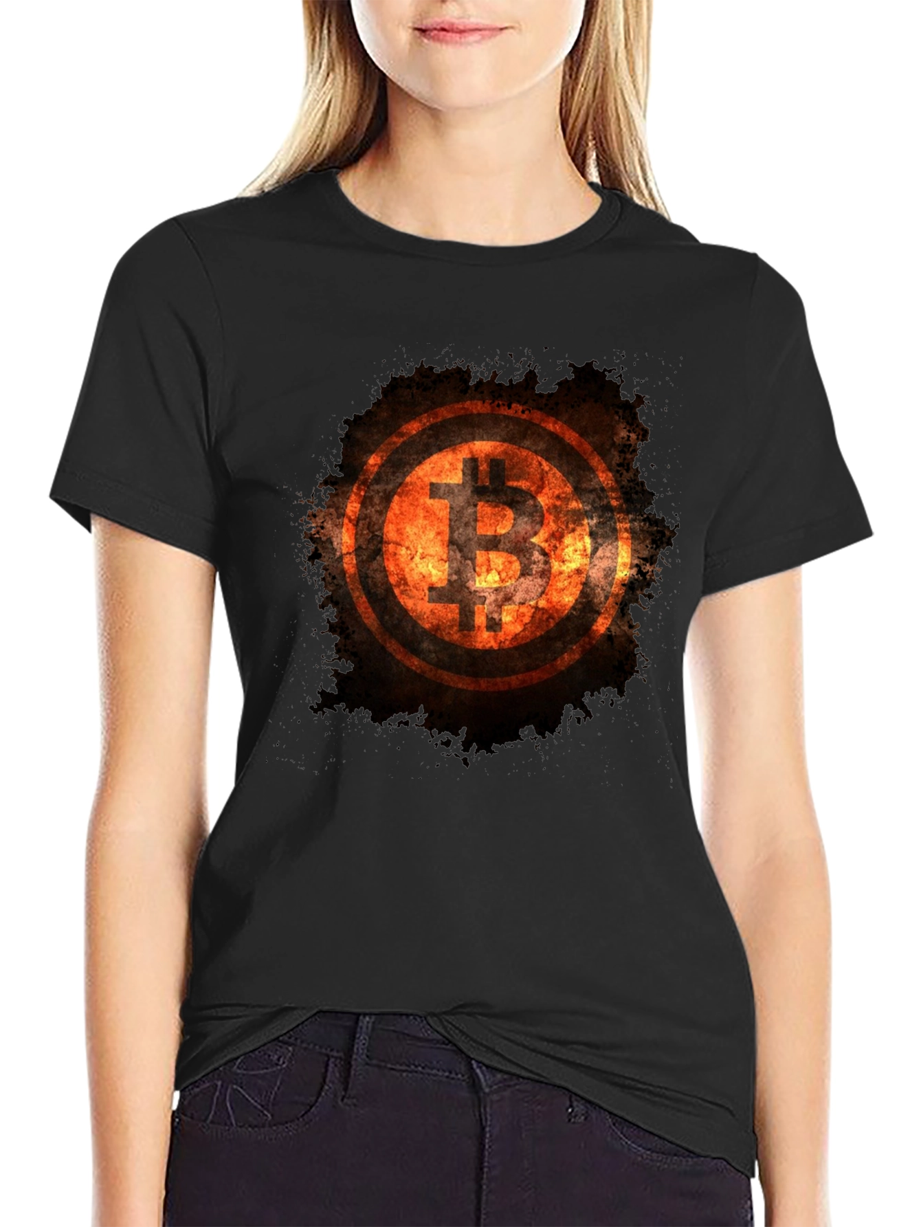 Bitcoin Flame Graphic Black T-Shirt