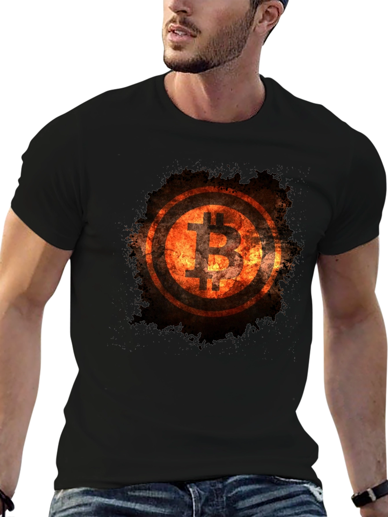 Bitcoin Flame Graphic Black T-Shirt