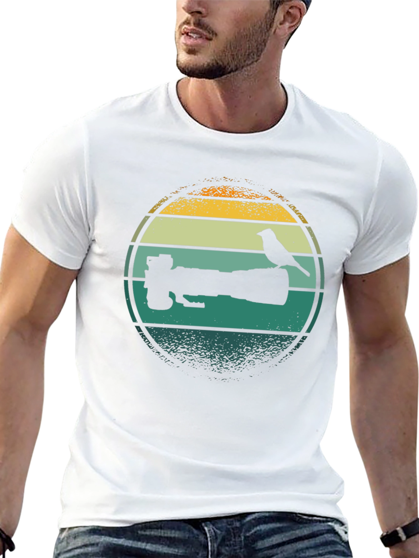Bird Perched on Camera Lens T-Shirt