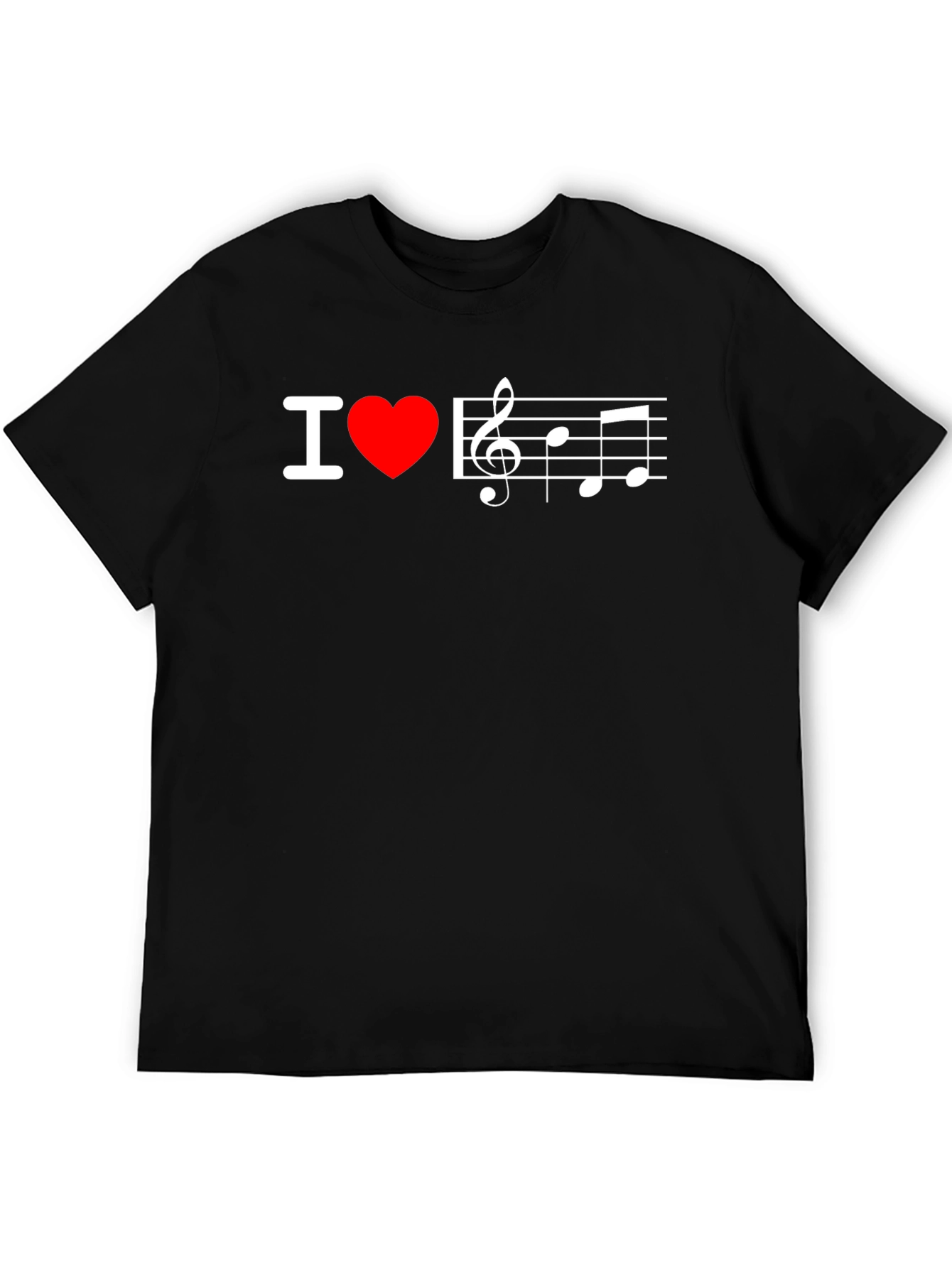 I Love Music T-Shirt - Treble Clef Heart Tee