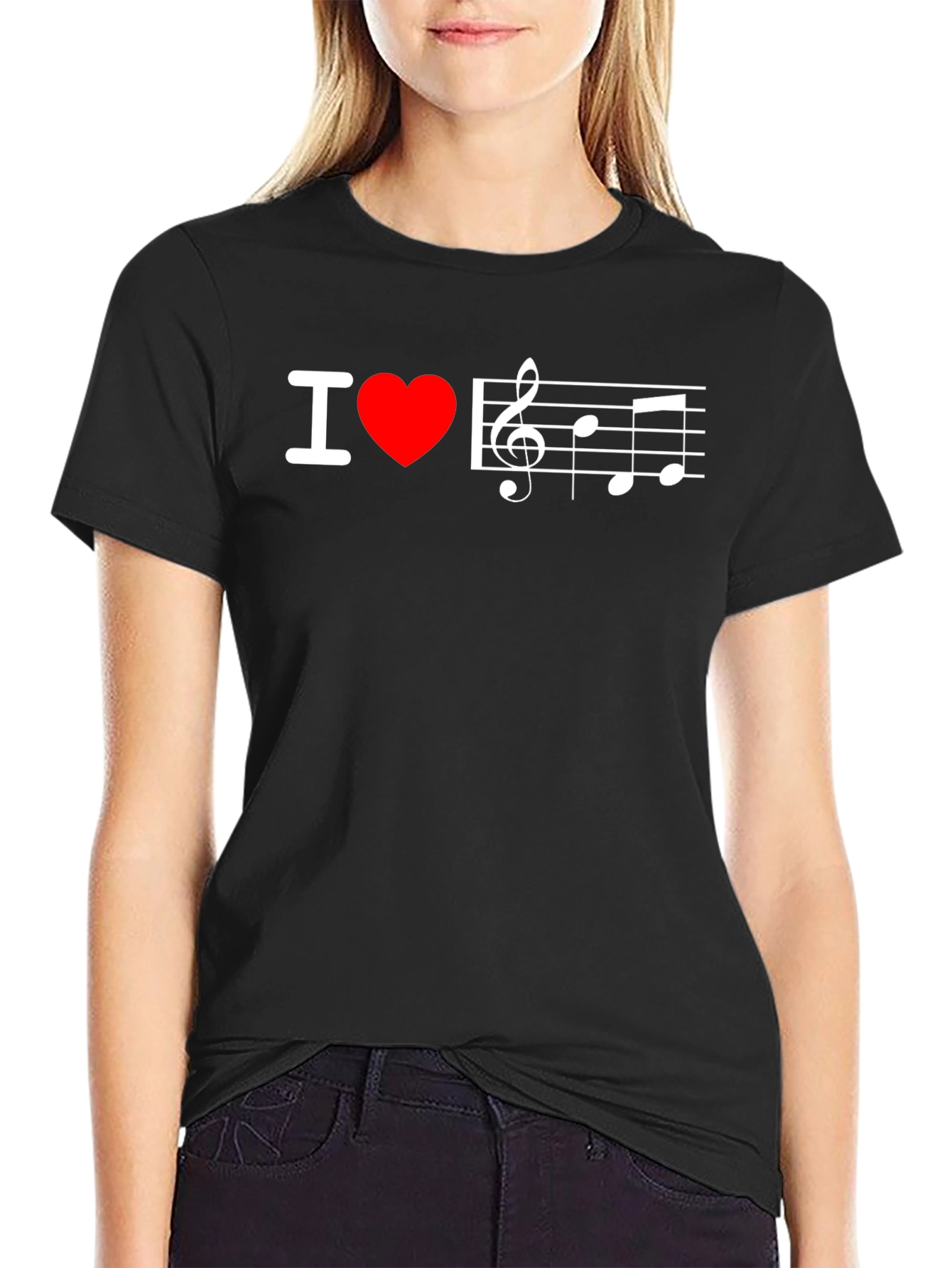 I Love Music T-Shirt - Treble Clef Heart Tee
