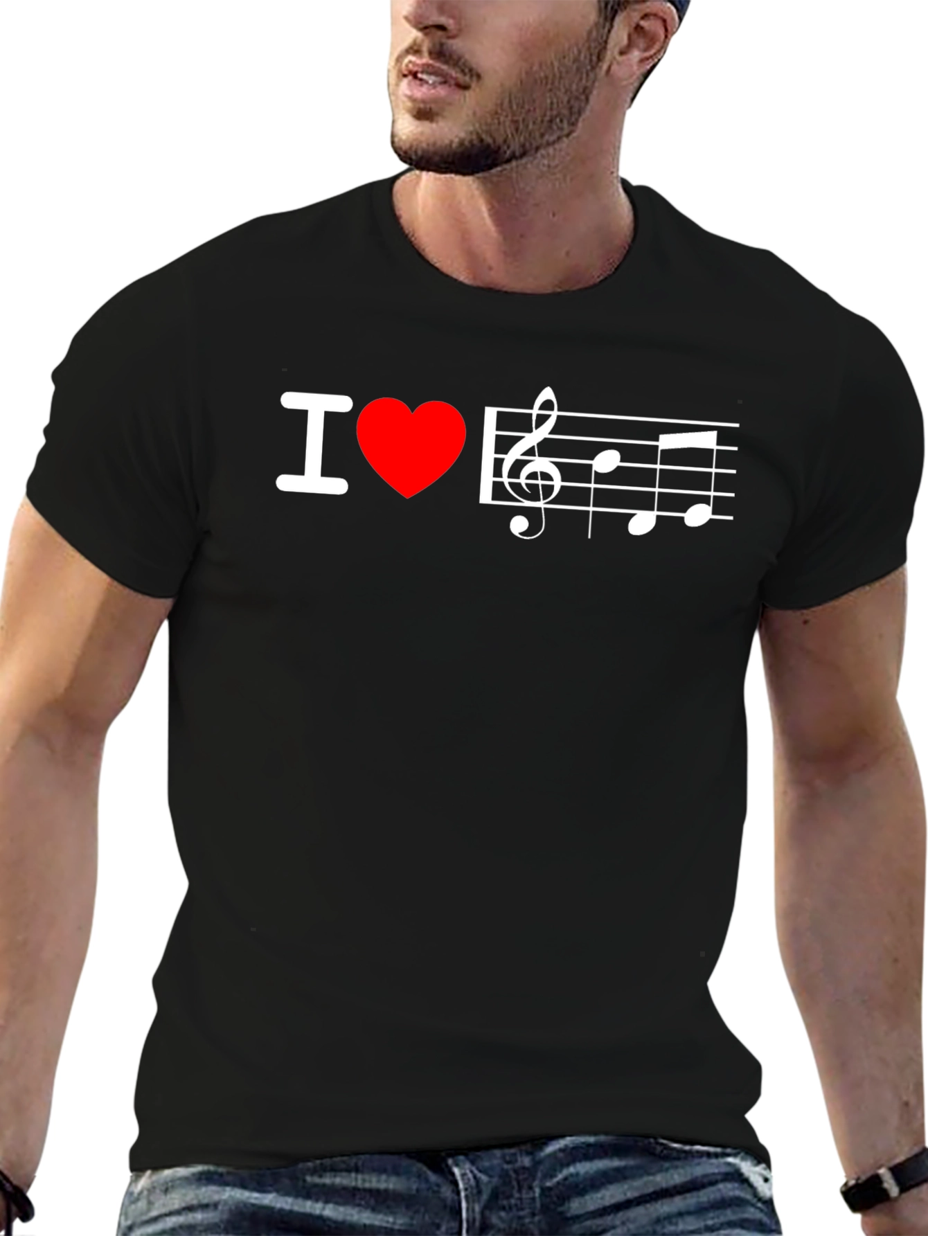 I Love Music T-Shirt - Treble Clef Heart Tee
