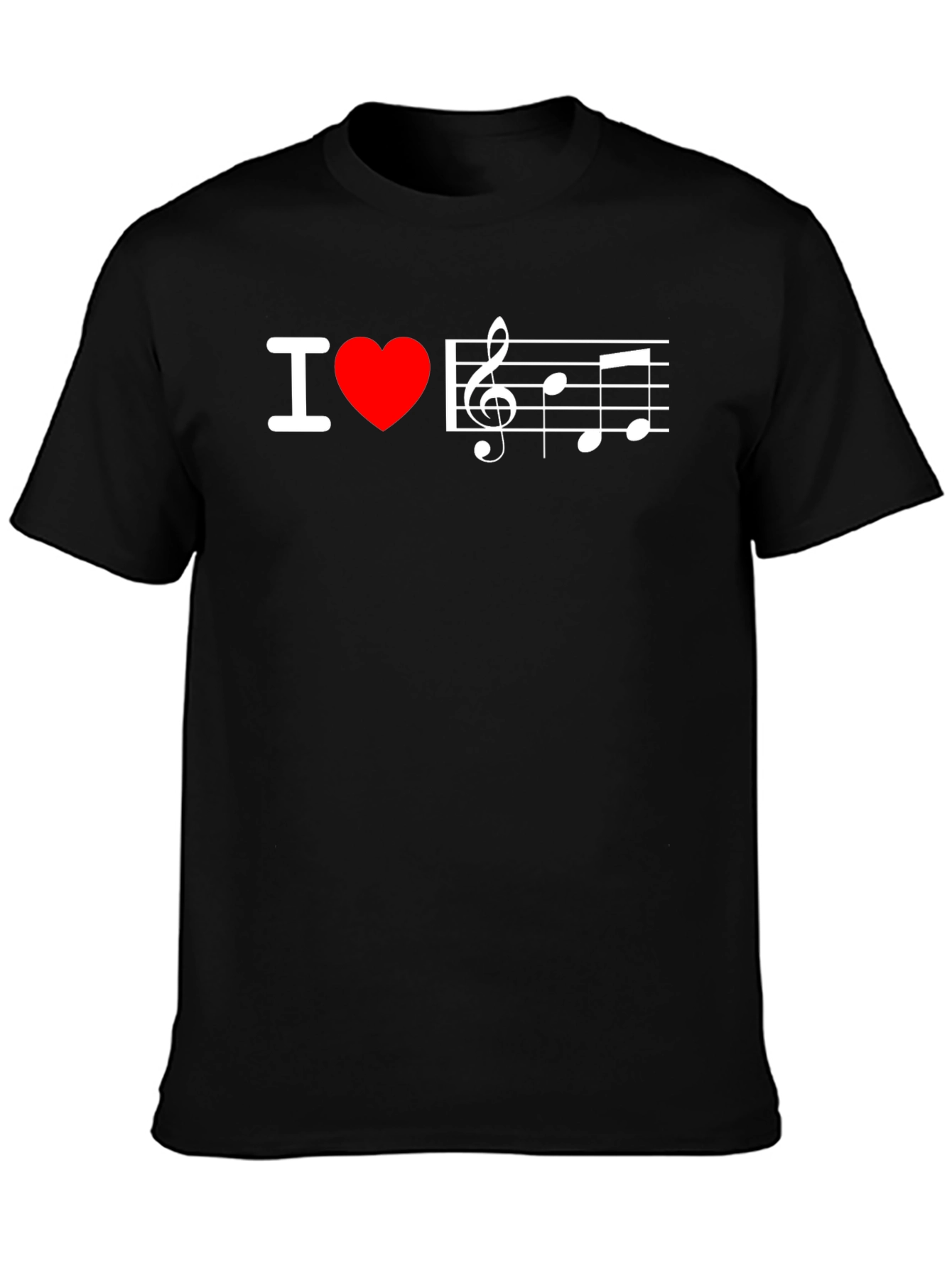 I Love Music T-Shirt - Treble Clef Heart Tee