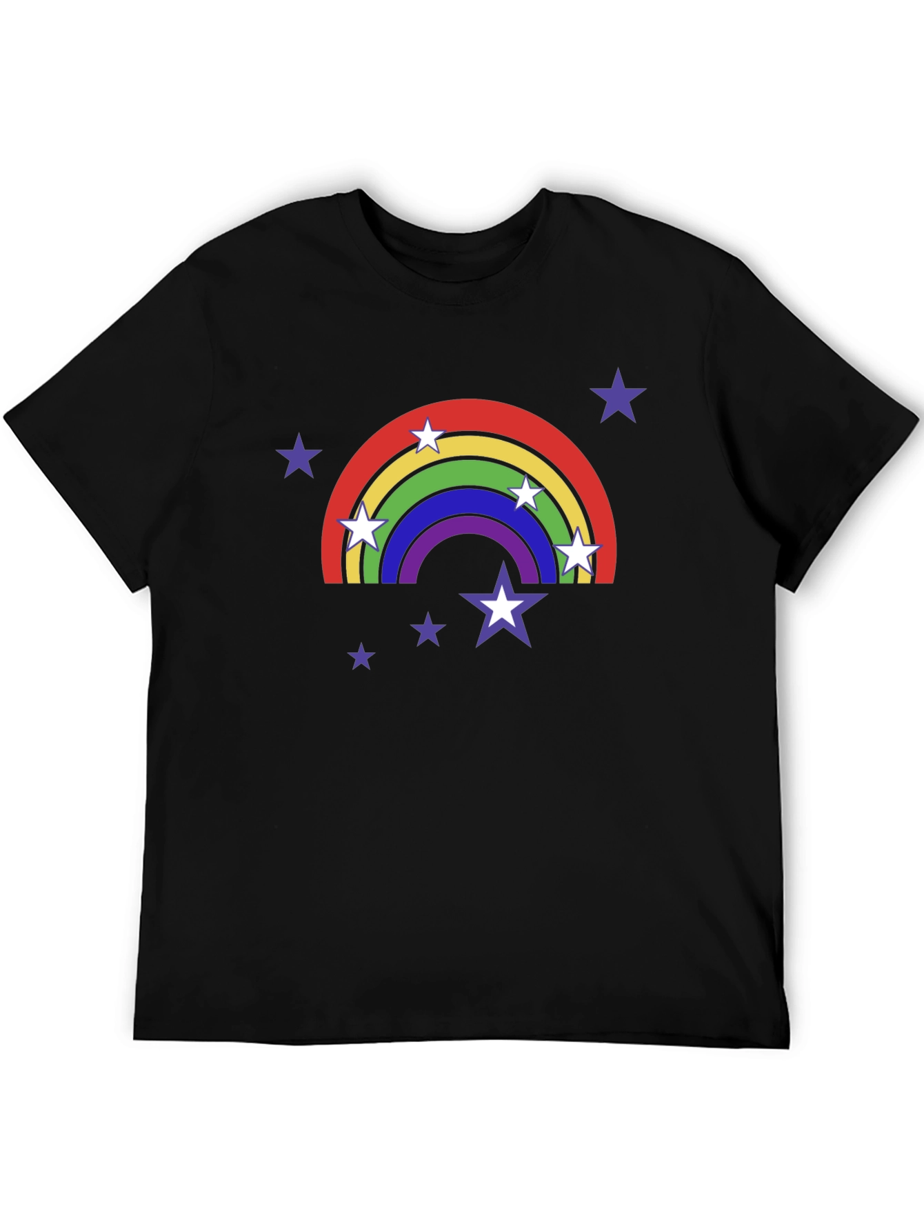 Rainbow Star T-Shirt - Black Cotton Tee