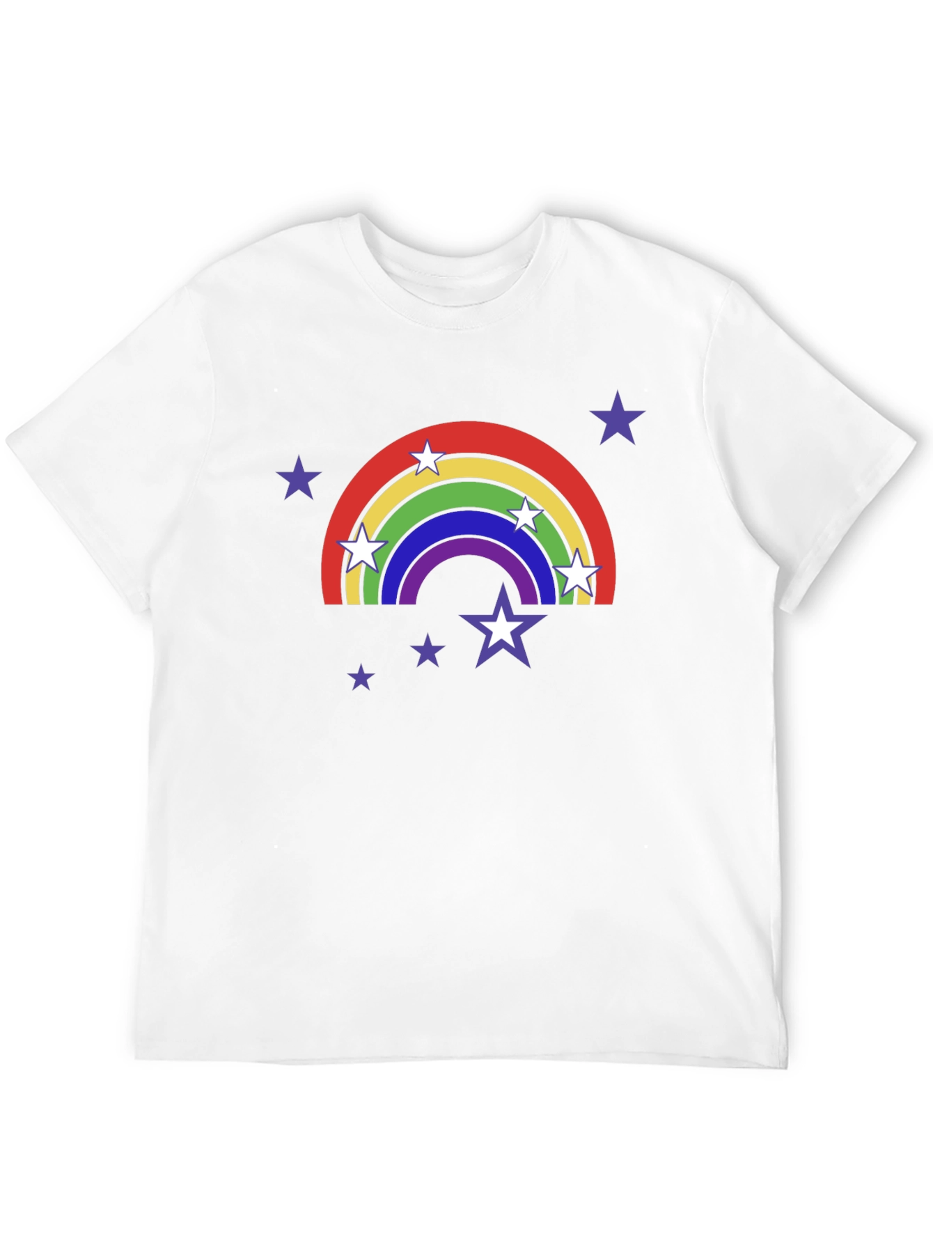 Rainbow Star T-Shirt - Black Cotton Tee