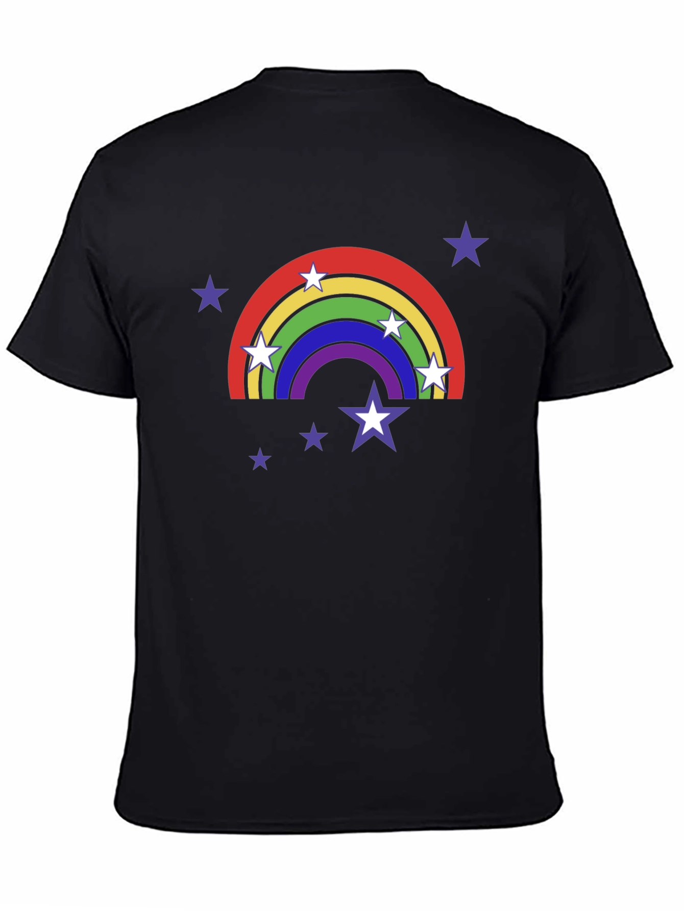 Rainbow Star T-Shirt - Black Cotton Tee