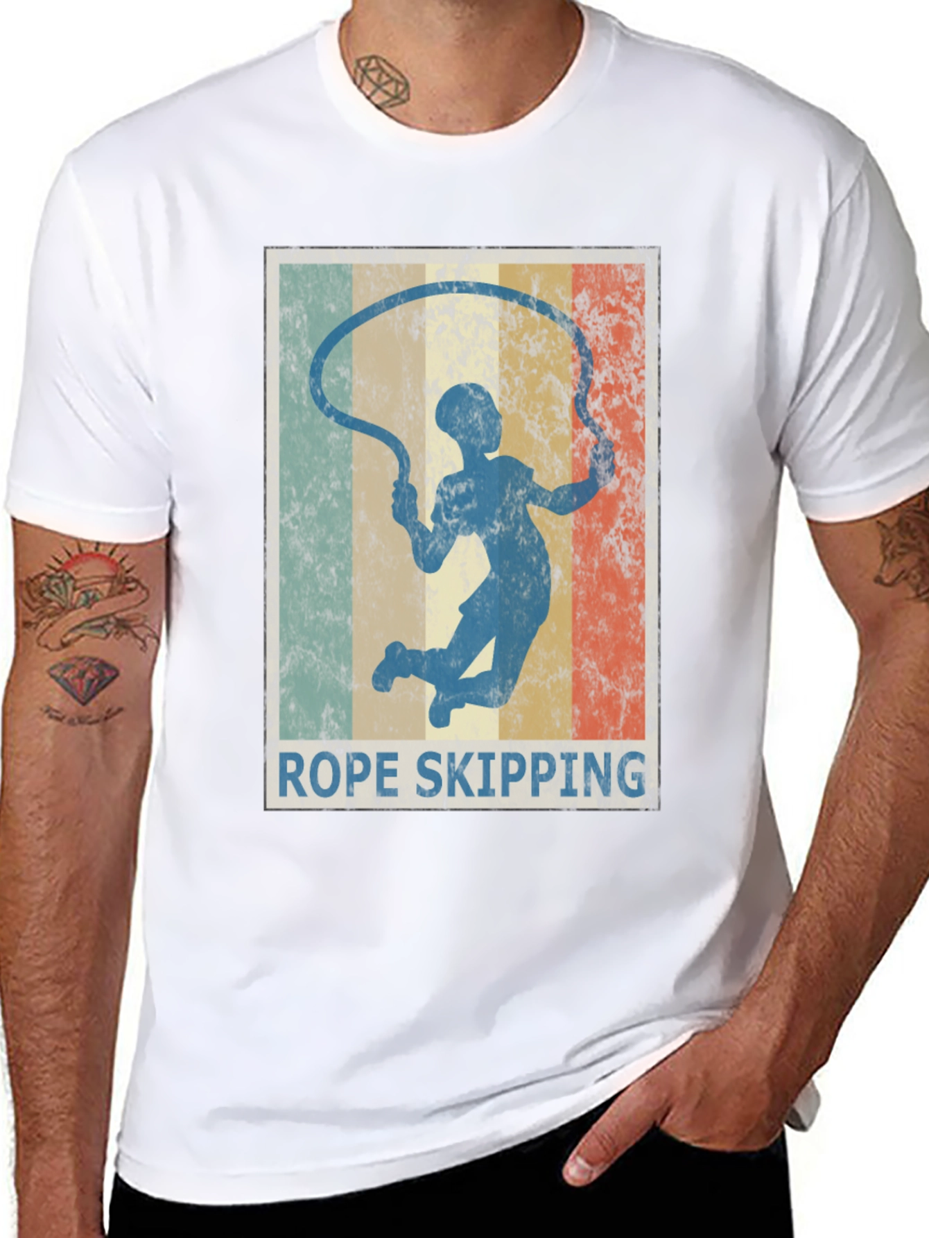Rope Skipping Retro Style Graphic T-Shirt