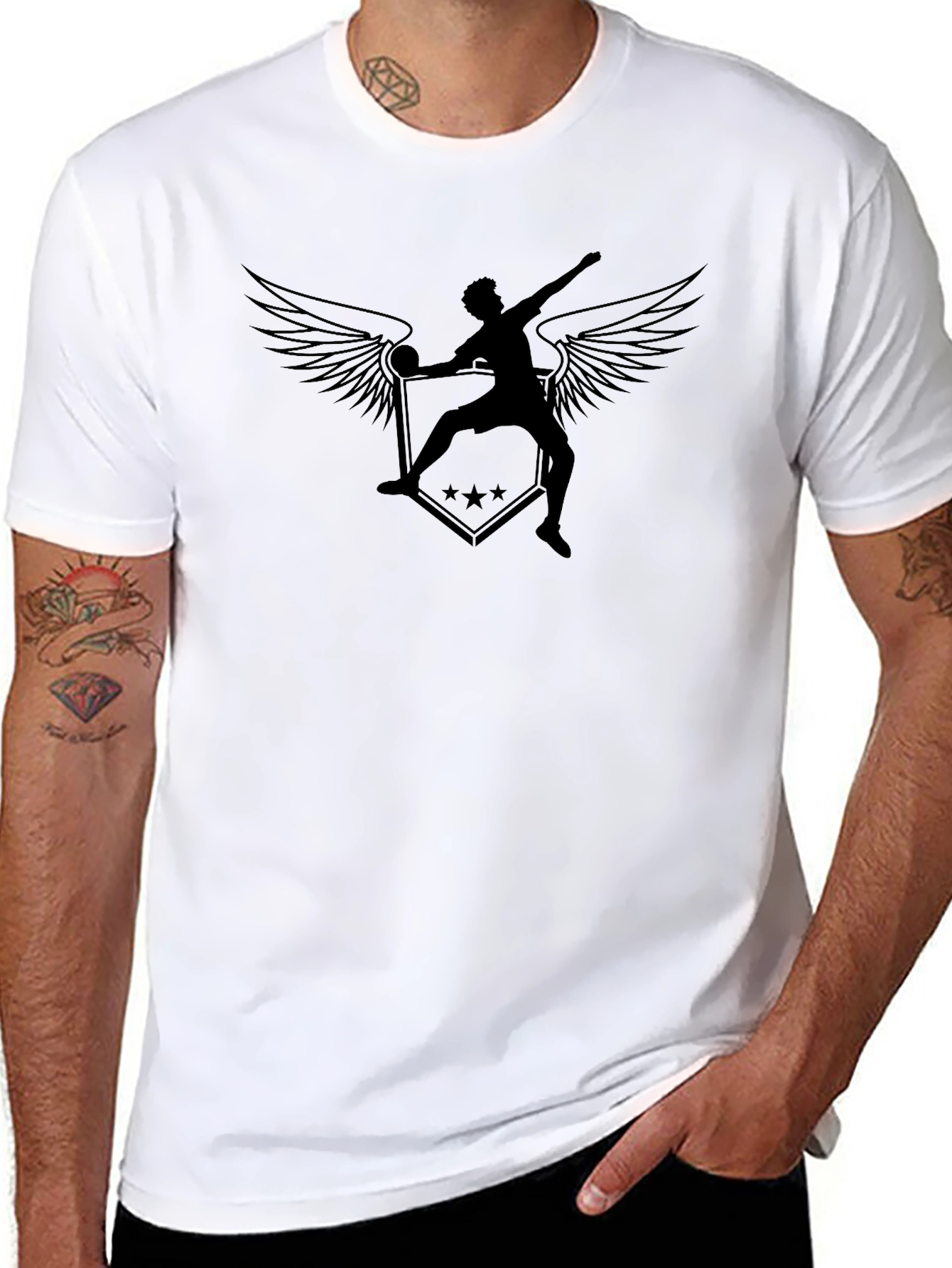 Winged Thrower Black Graphic Tee