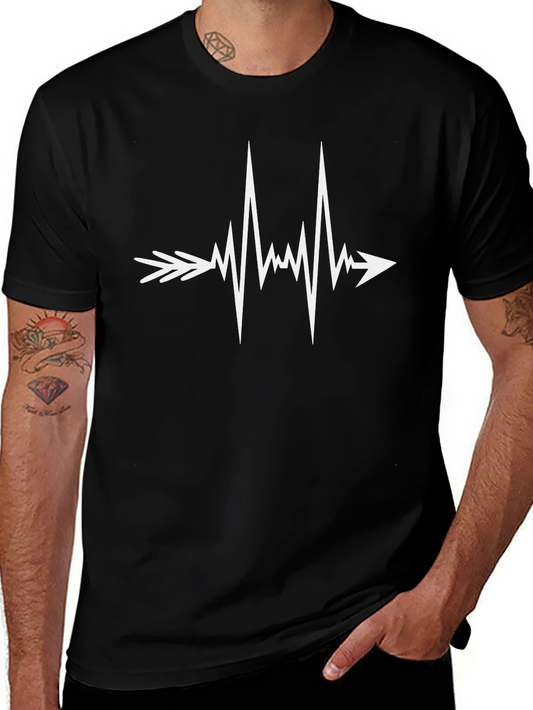 Heartbeat Arrow Graphic Tee - Stylish Black T-Shirt