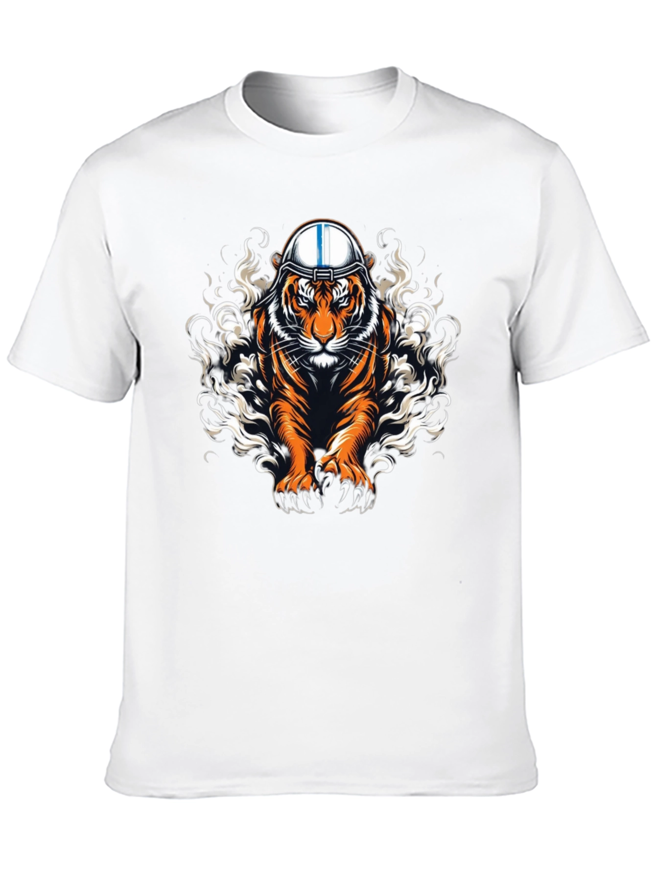 Tiger Helmet Graphic Print Black T-Shirt