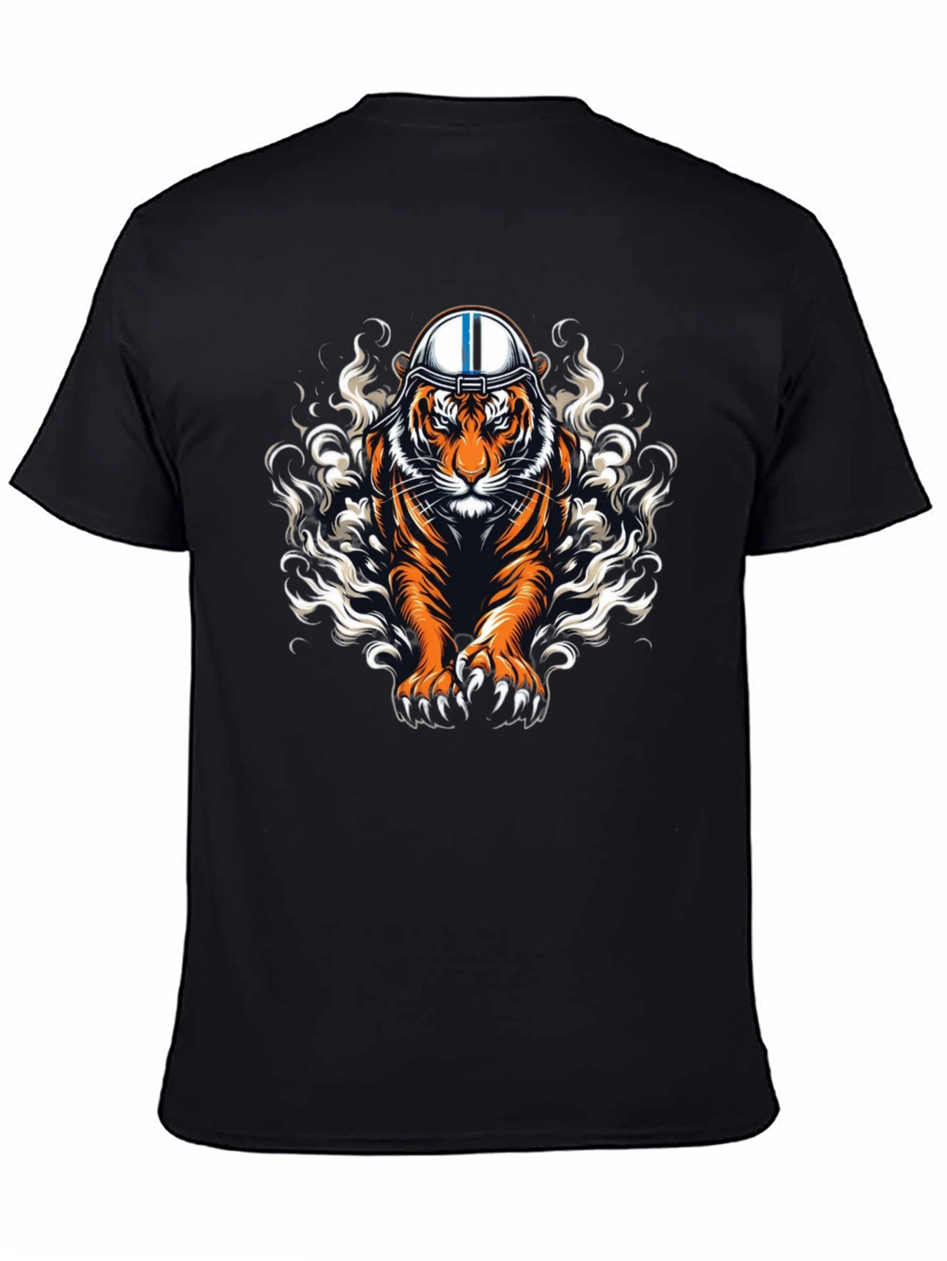 Tiger Helmet Graphic Print Black T-Shirt