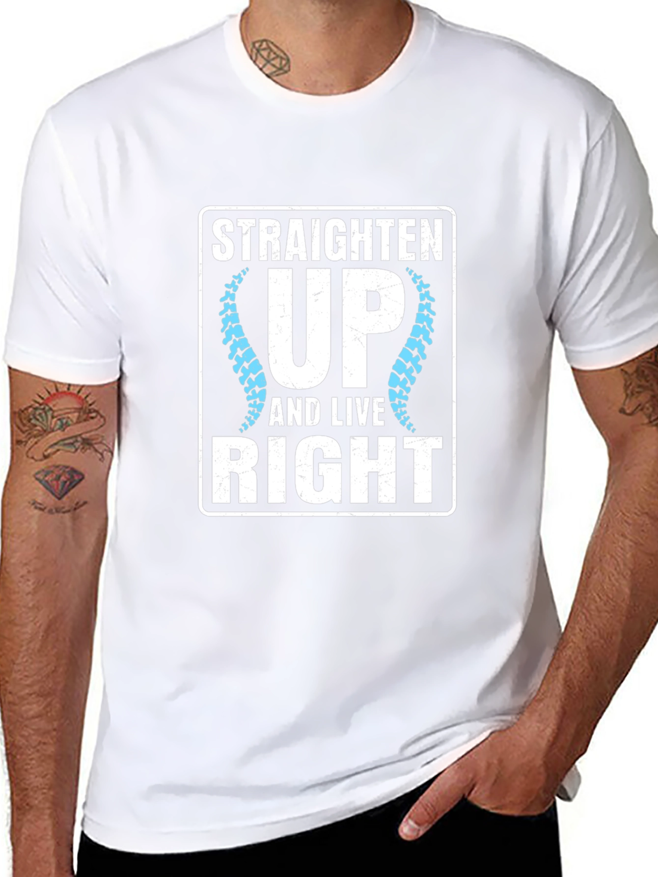 Straighten Up & Live Right T-Shirt Chiropractic Gift