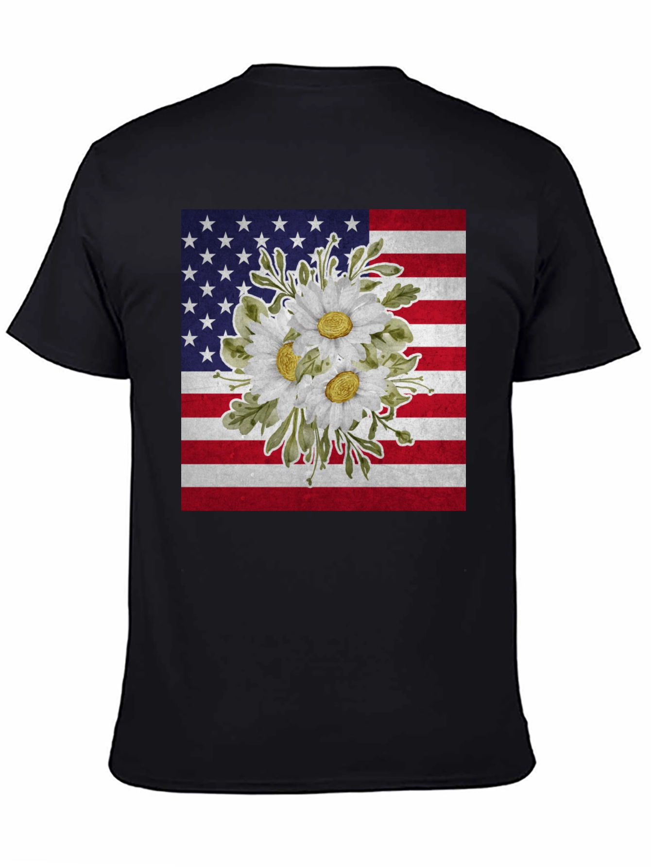 Floral American Flag Graphic T-Shirt