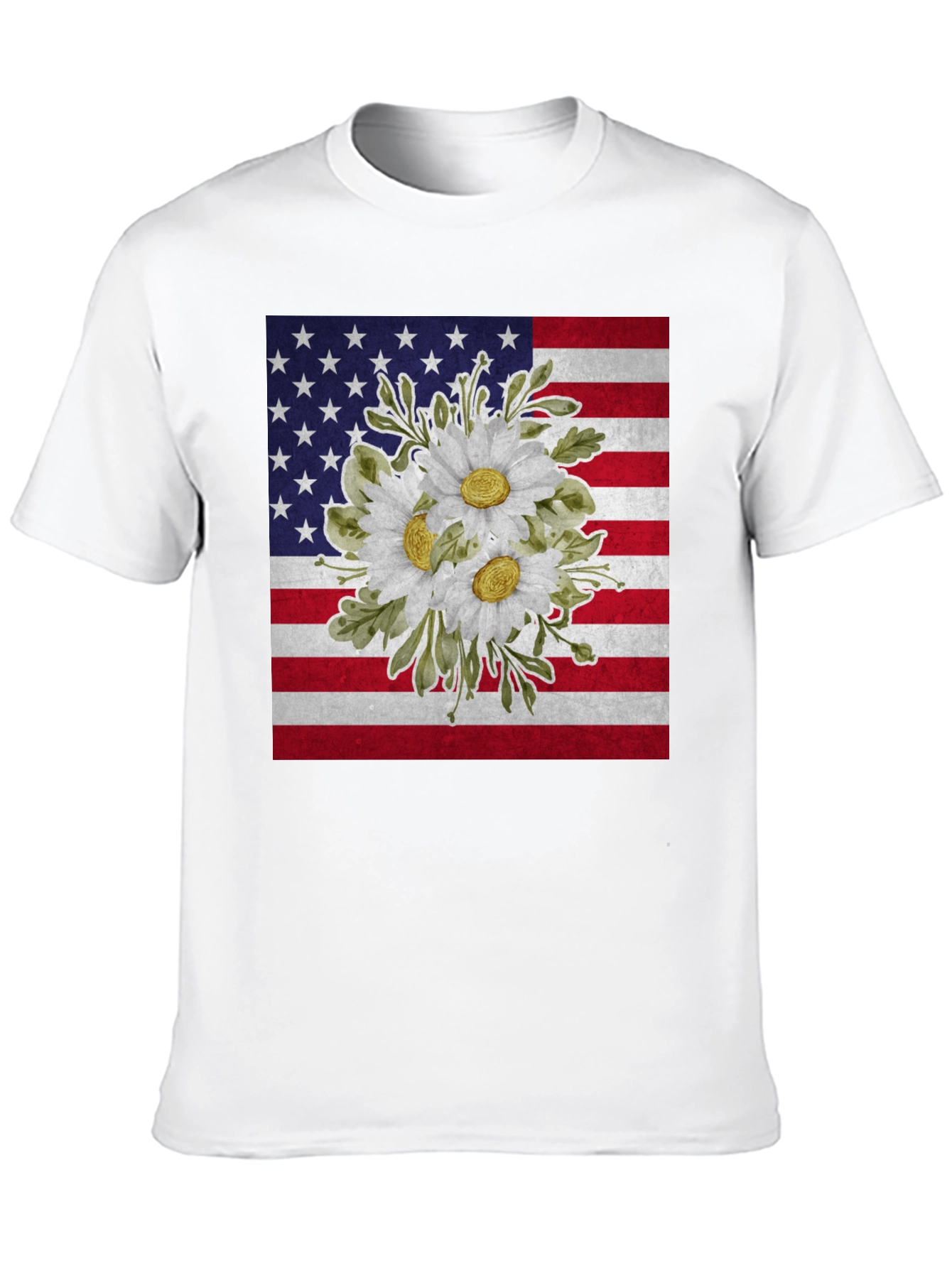 Floral American Flag Graphic T-Shirt