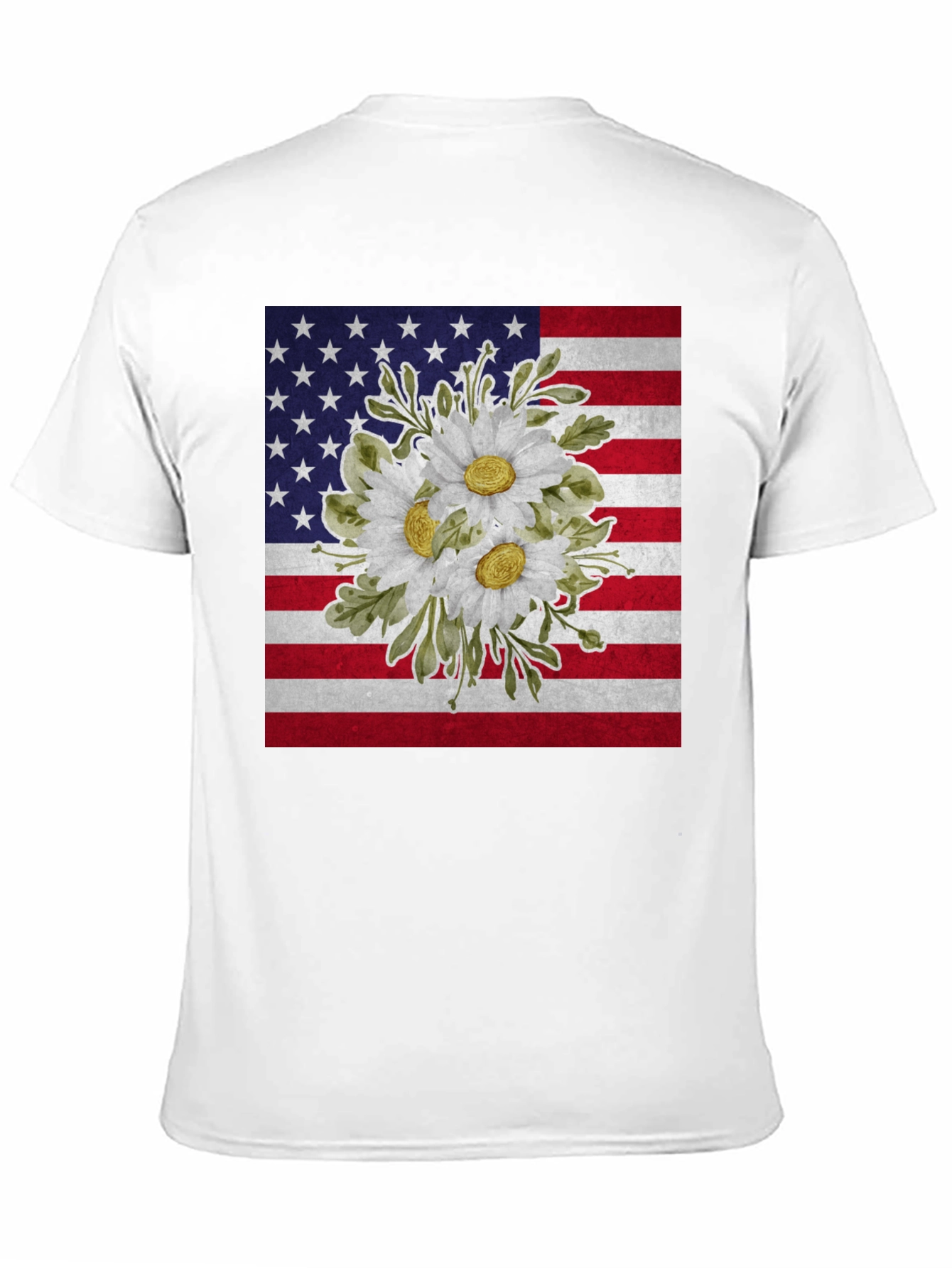 Floral American Flag Graphic T-Shirt