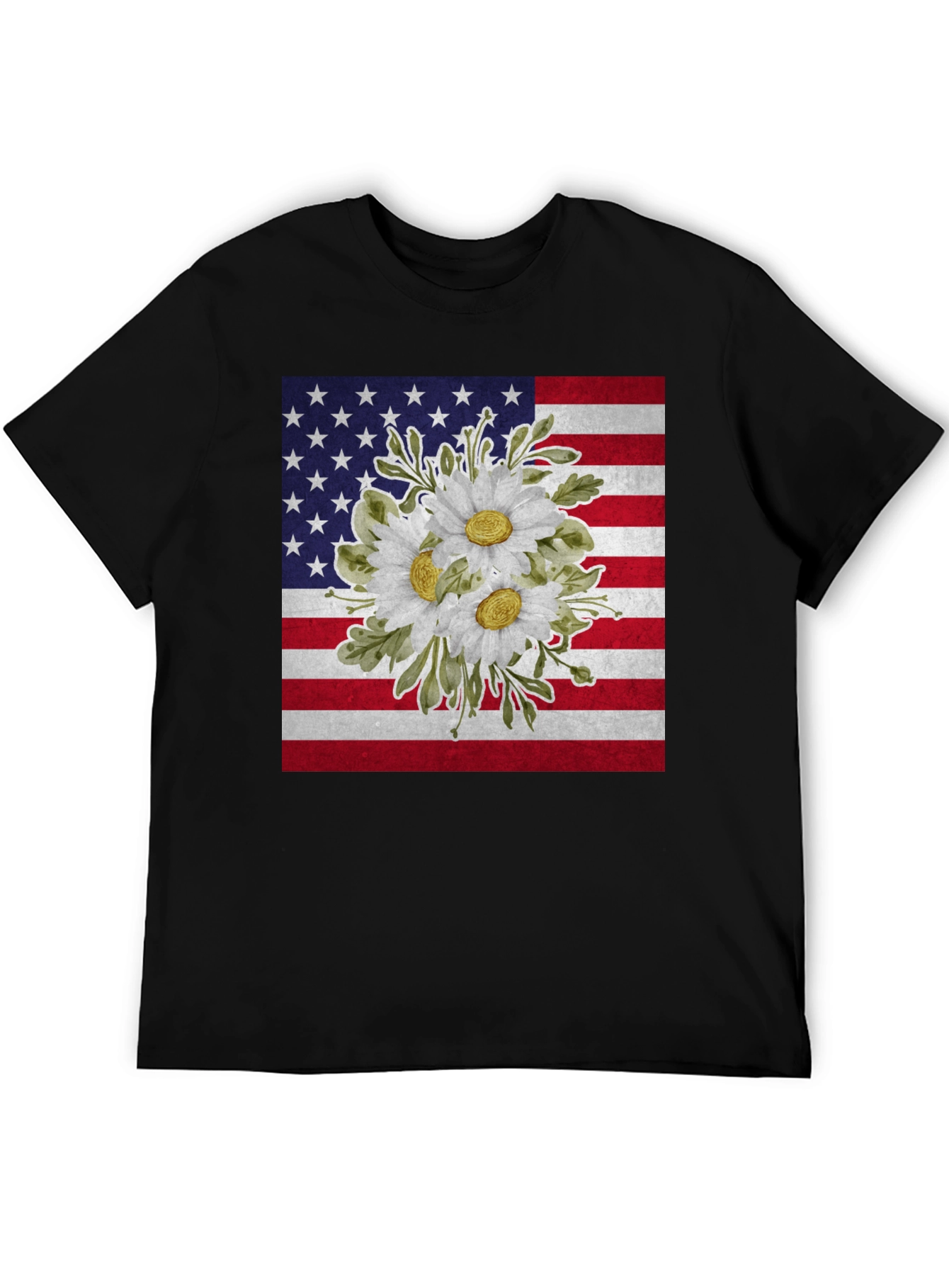 Floral American Flag Graphic T-Shirt