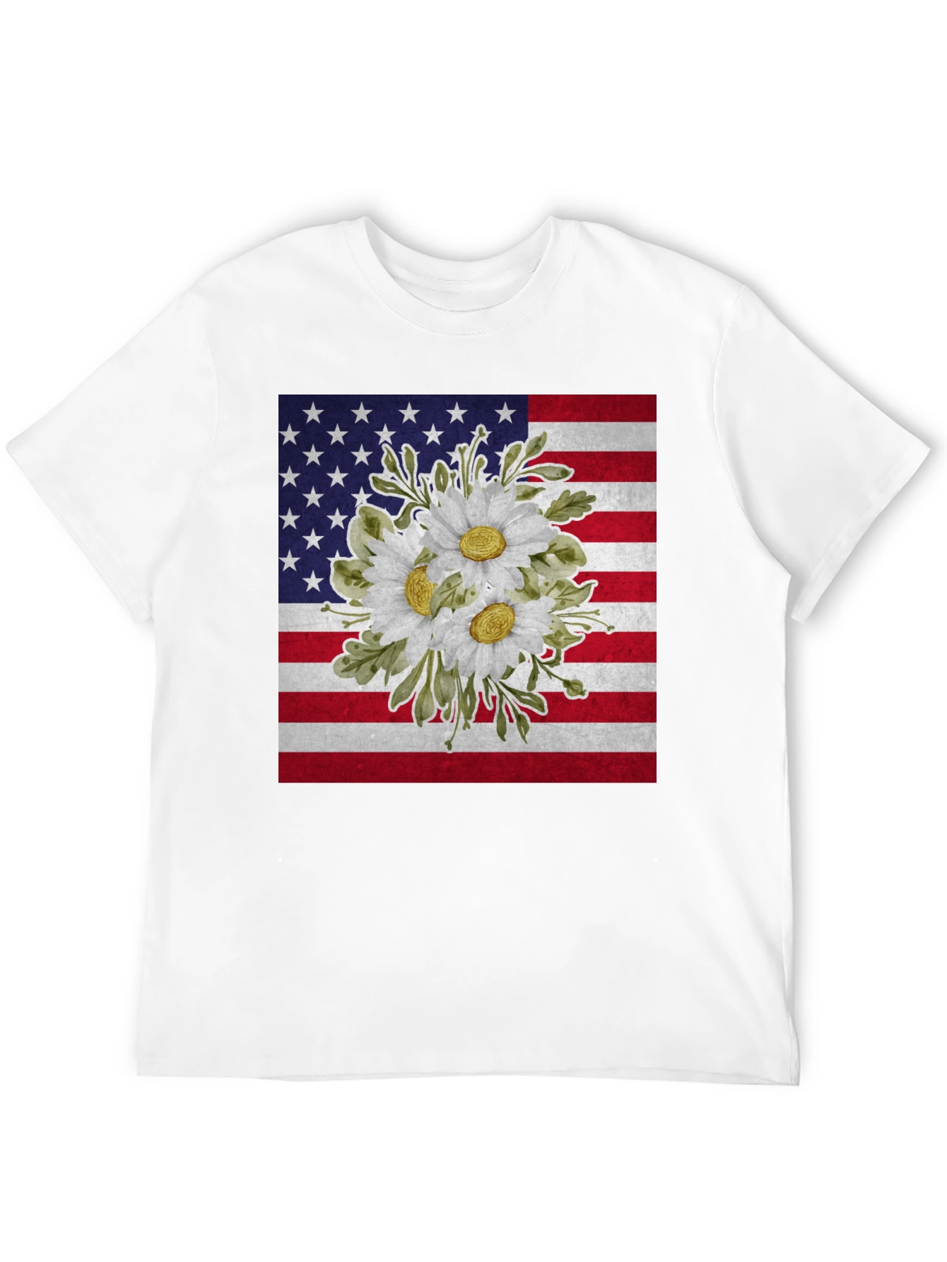 Floral American Flag Graphic T-Shirt