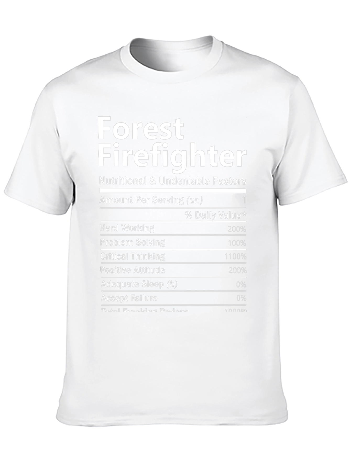 Forest Firefighter Nutrition Facts Black T-Shirt