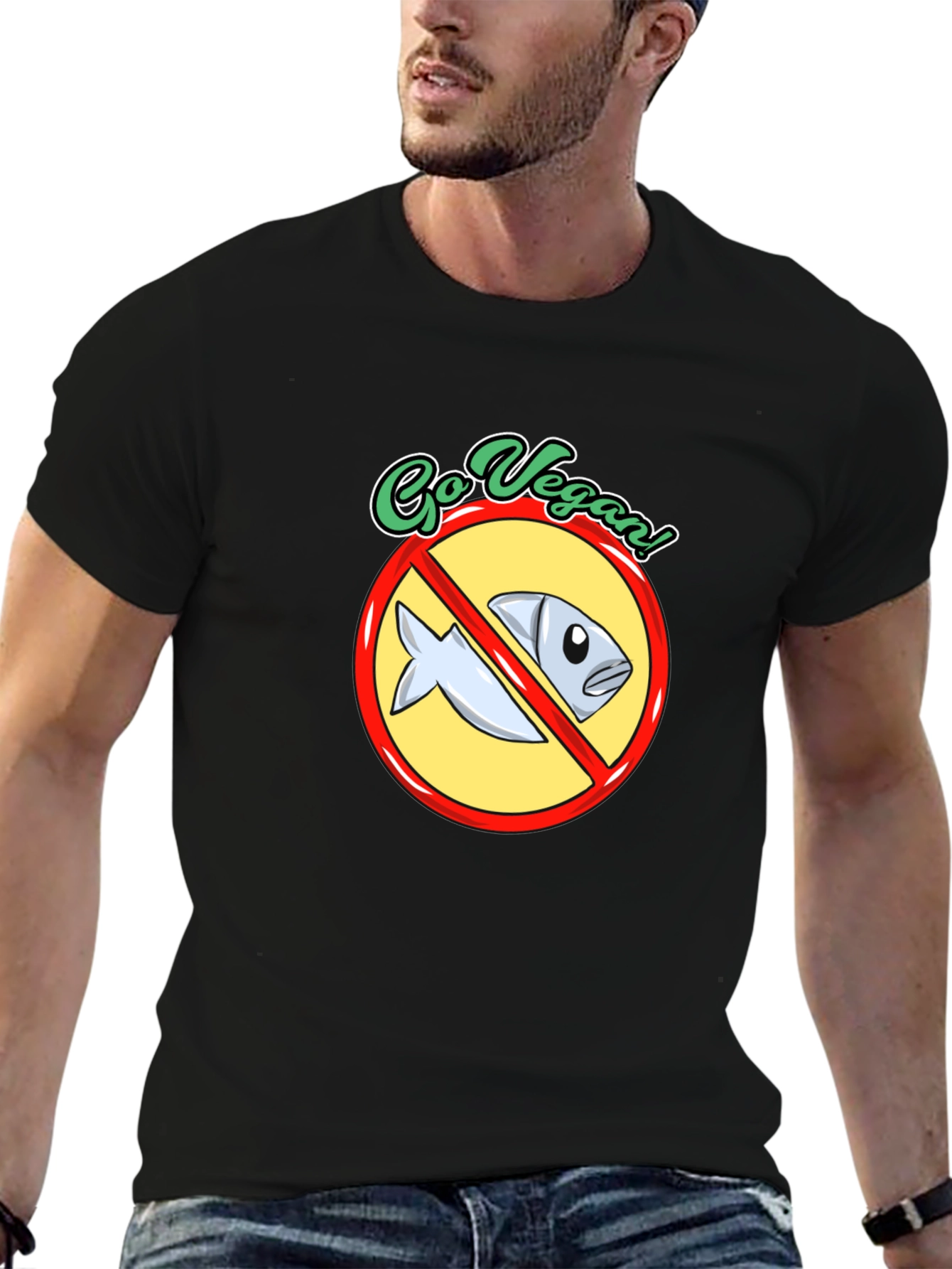 Go Vegan T-Shirt - No Fish Allowed!