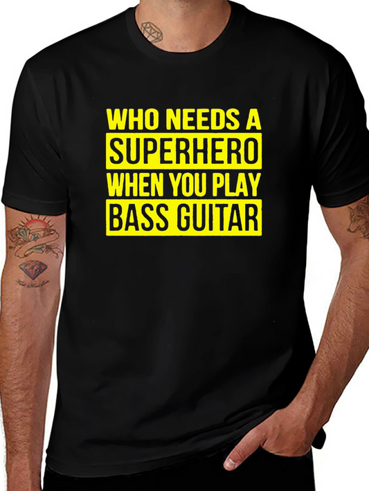 Bass Guitar Superhero T-Shirt - Musician Novelty Tee