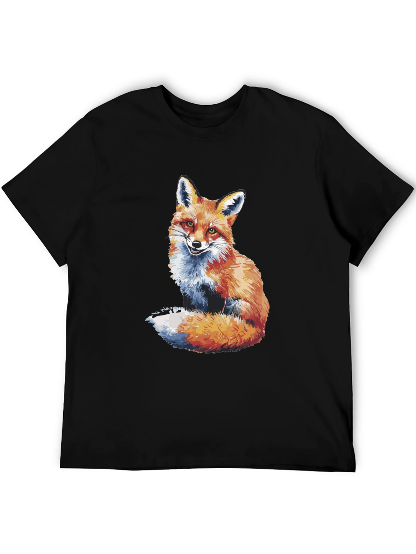 Fox Graphic Print Black T-Shirt