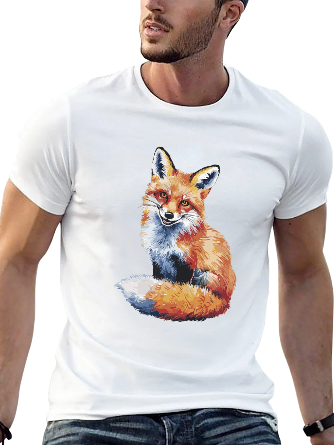 Fox Graphic Print Black T-Shirt