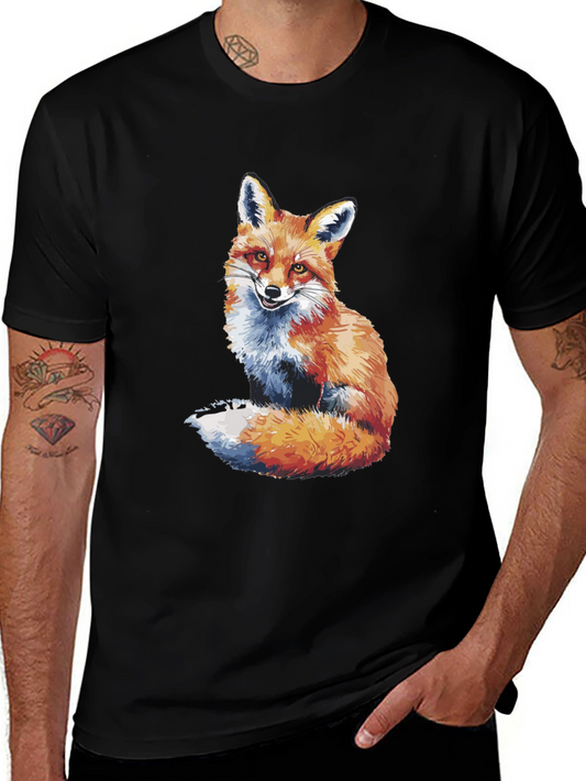 Fox Graphic Print Black T-Shirt