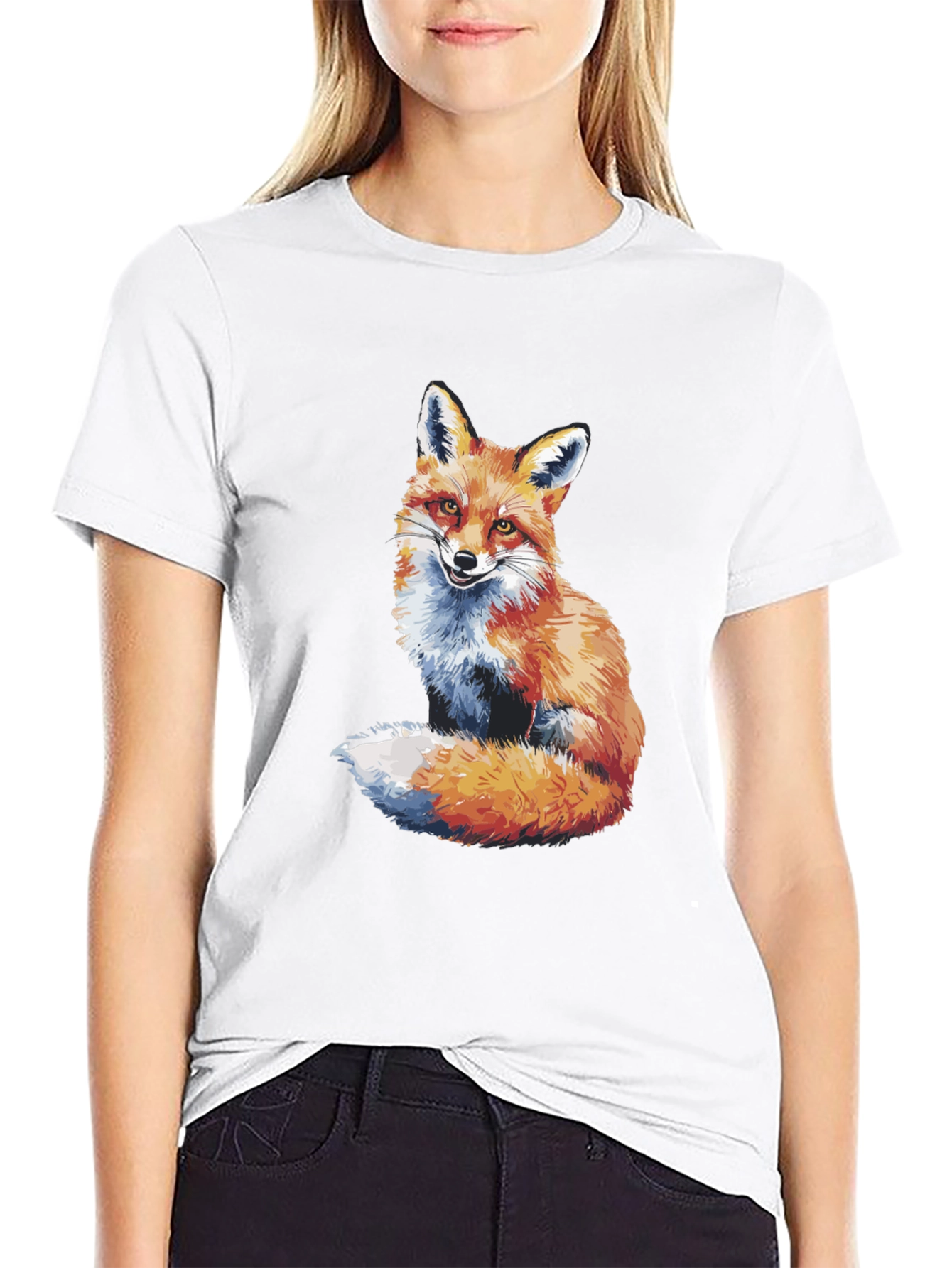 Fox Graphic Print Black T-Shirt