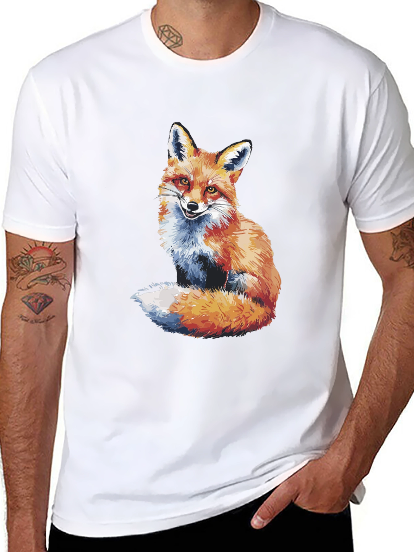Fox Graphic Print Black T-Shirt