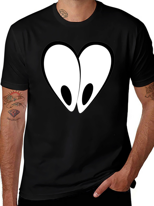 Heart-Eyed Graphic Tee - Funny Cartoon Style Black T-Shirt