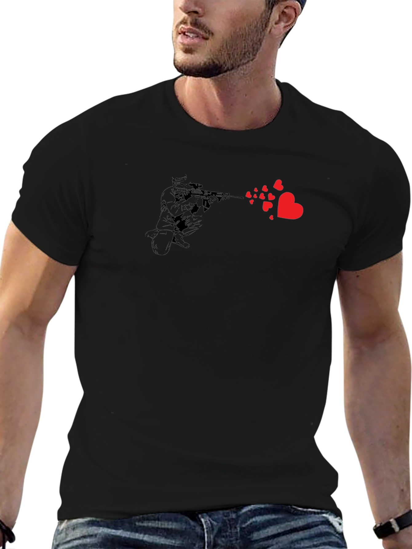 Heart Sniper Graphic Tee - Black T-Shirt