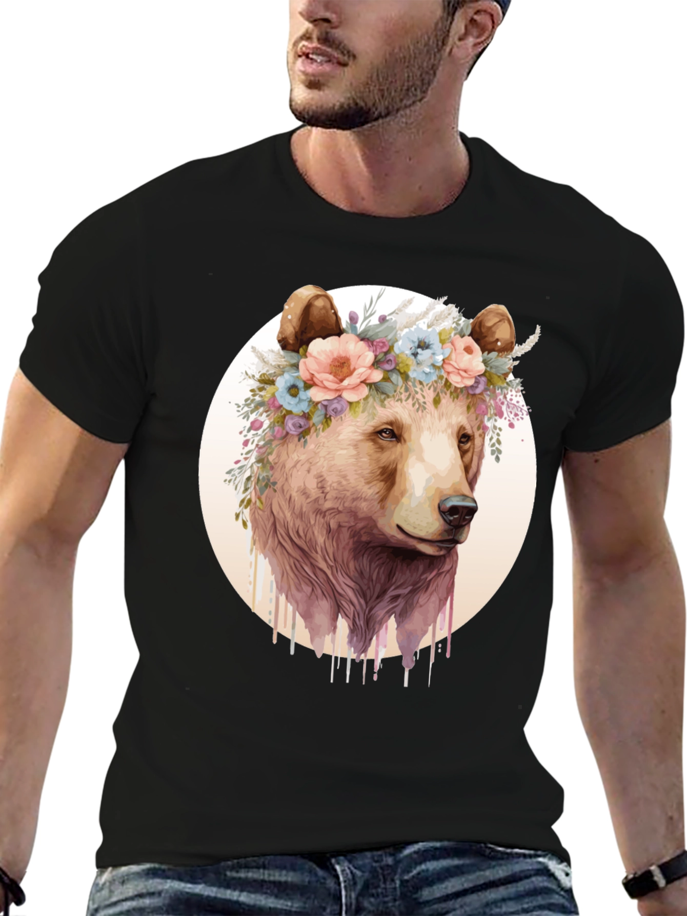 Bear with Floral Crown Graphic Tee