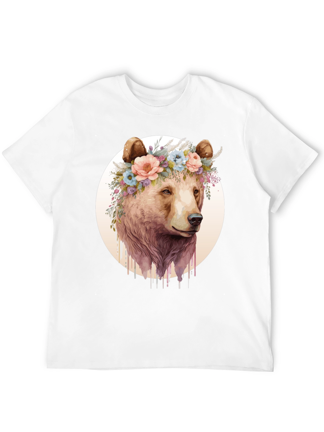 Bear with Floral Crown Graphic Tee