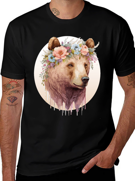 Bear with Floral Crown Graphic Tee