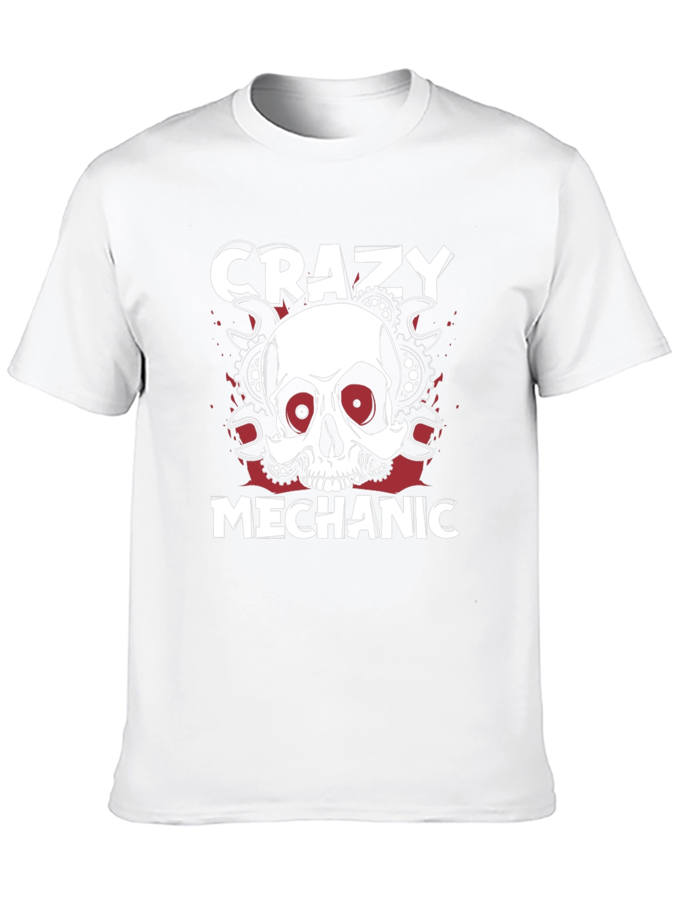 Crazy Mechanic Skull Graphic T-Shirt