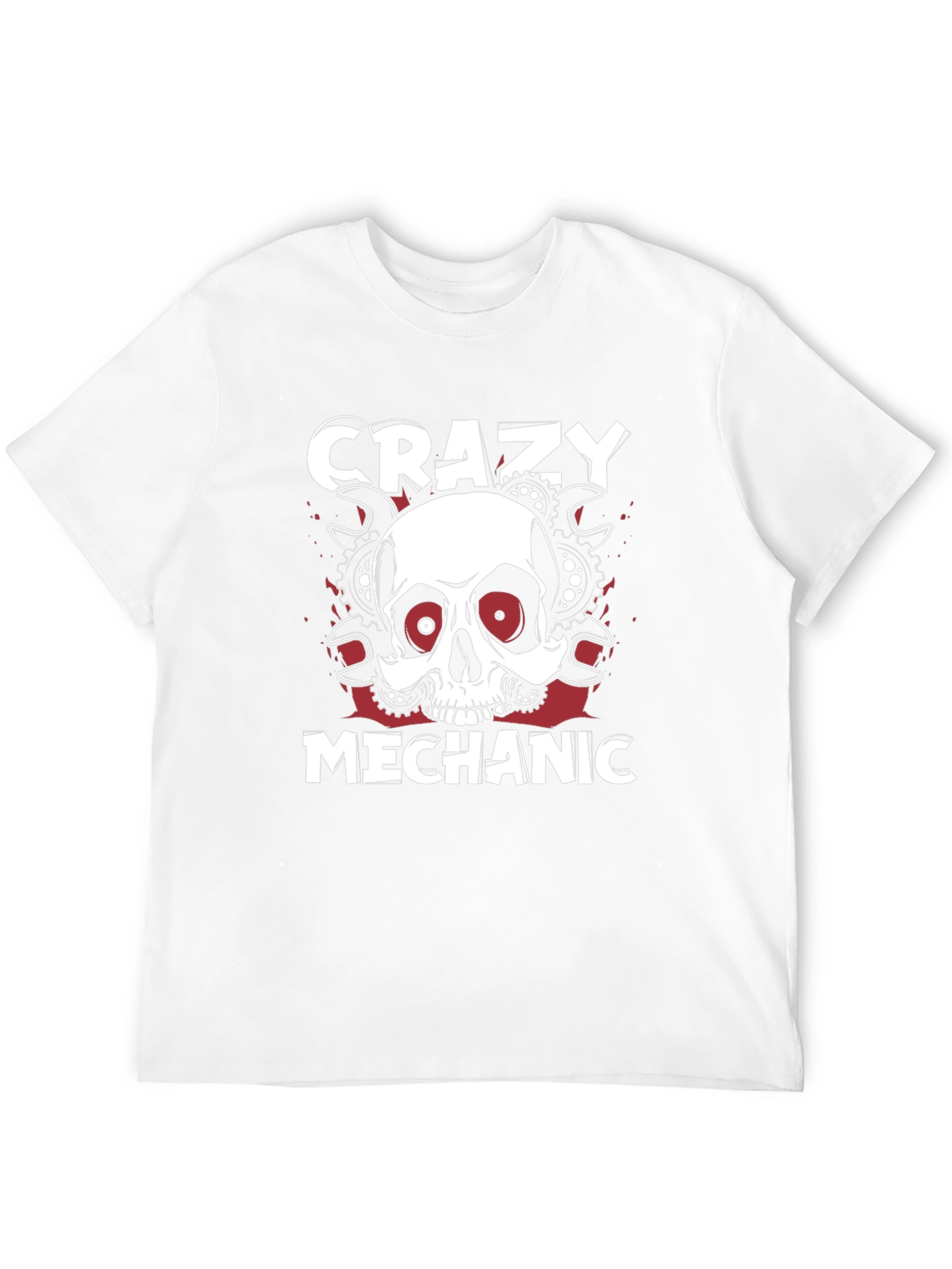 Crazy Mechanic Skull Graphic T-Shirt