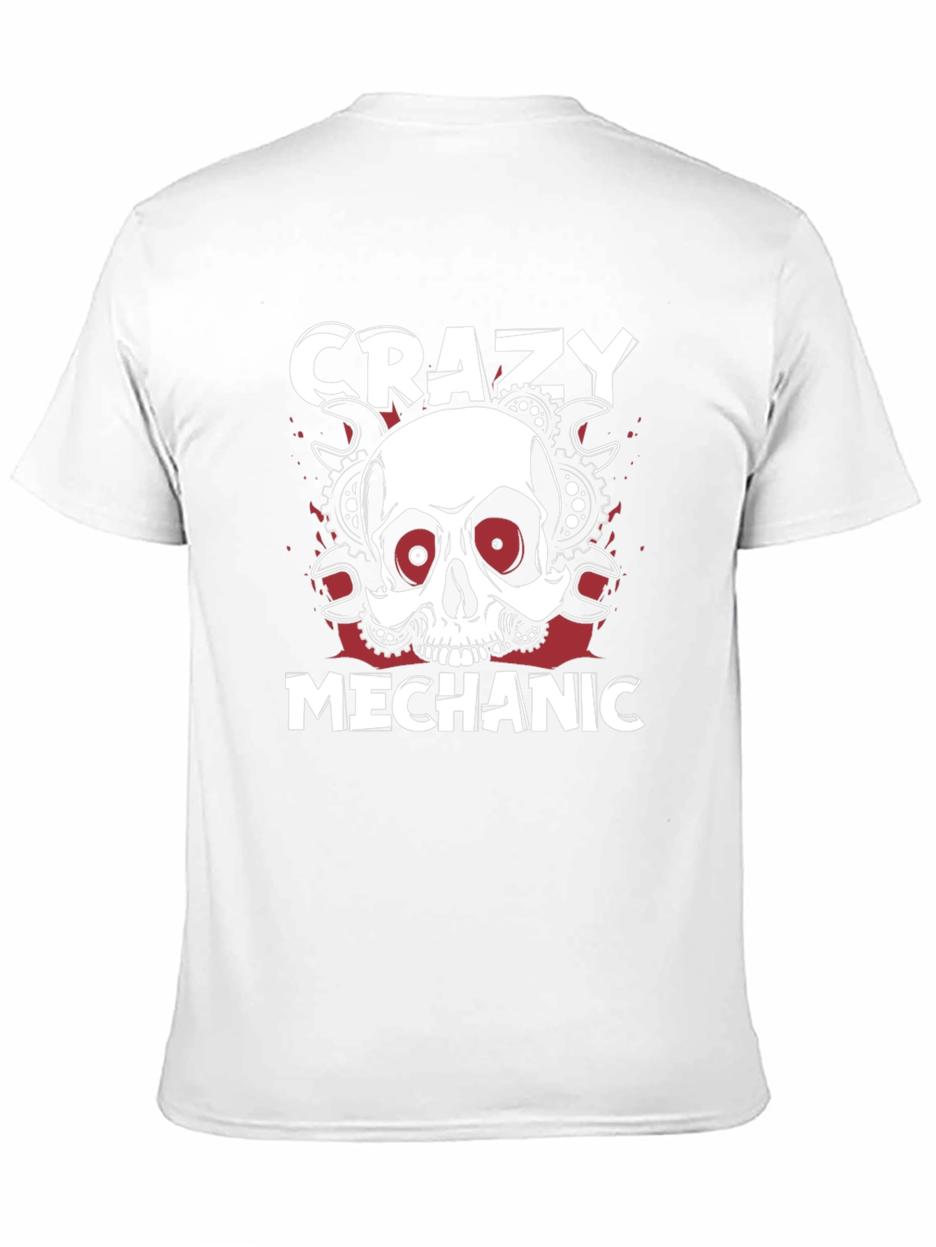 Crazy Mechanic Skull Graphic T-Shirt