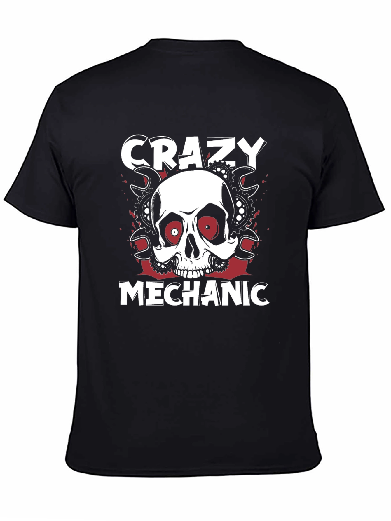 Crazy Mechanic Skull Graphic T-Shirt