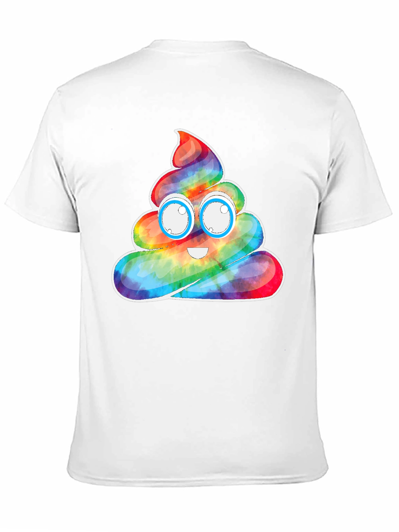 Rainbow Poop Emoji Graphic Tee - Black Cotton T-Shirt