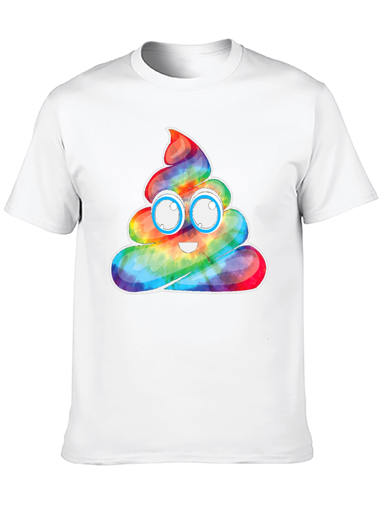 Rainbow Poop Emoji Graphic Tee - Black Cotton T-Shirt