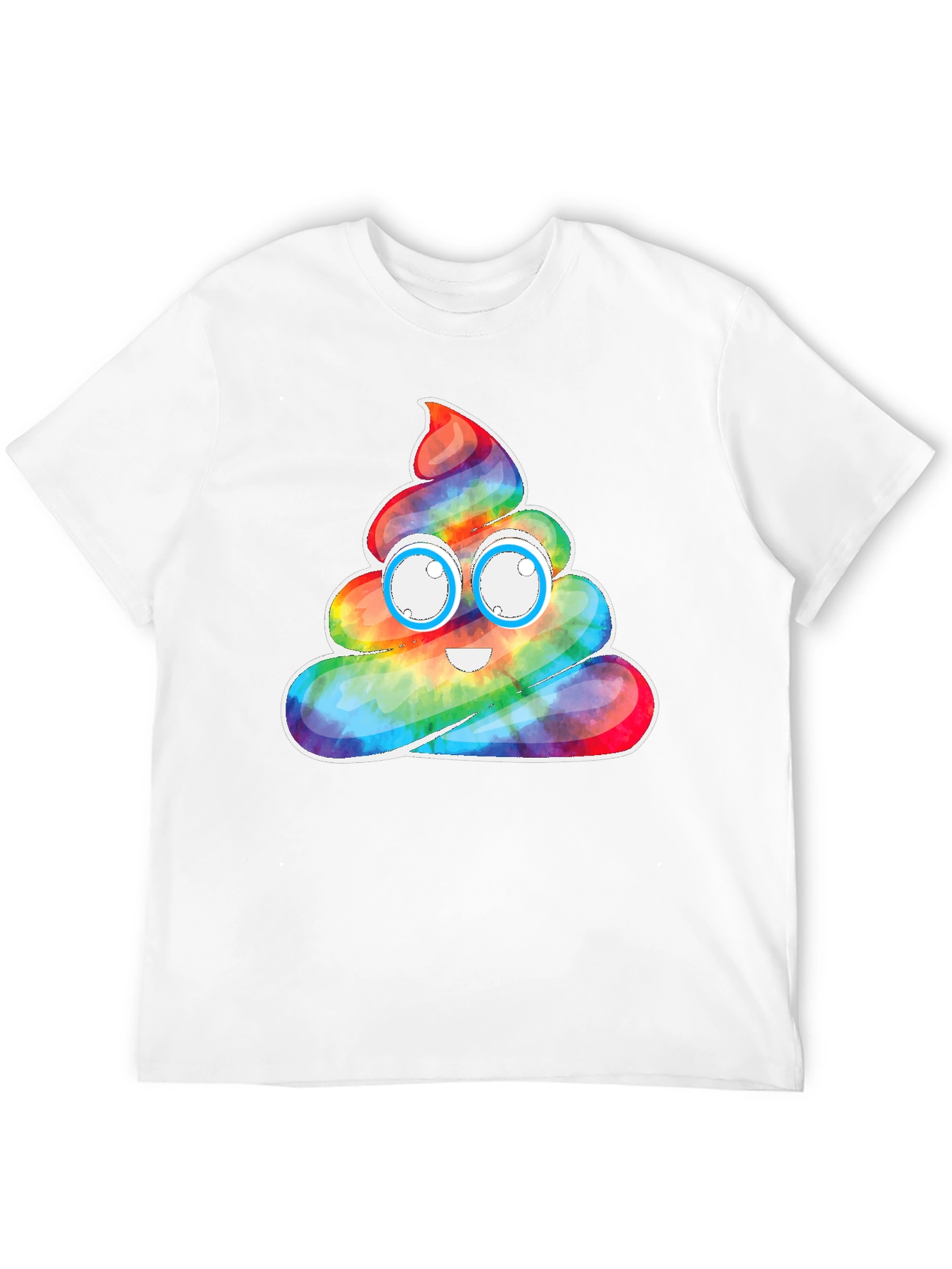 Rainbow Poop Emoji Graphic Tee - Black Cotton T-Shirt