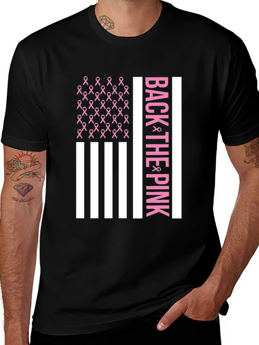 Back the Pink Breast Cancer Awareness Ribbon Flag T-Shirt