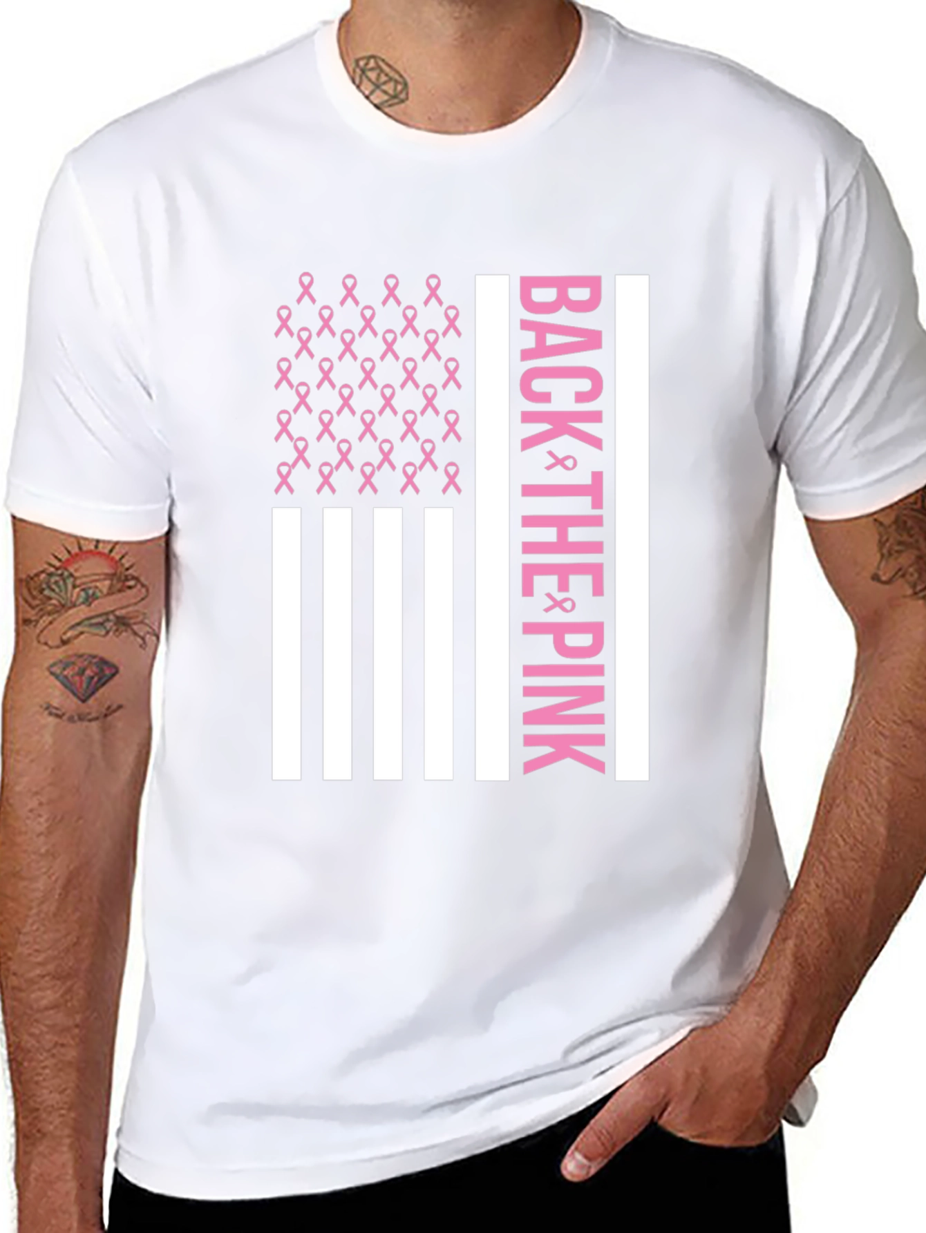 Back the Pink Breast Cancer Awareness Ribbon Flag T-Shirt